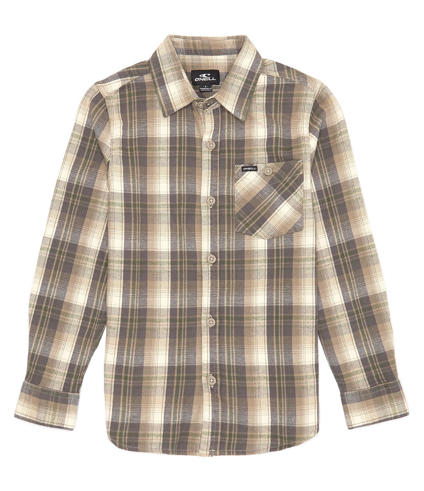 O'Neill Big Boys 8-20 Long Sleeve Redmond Plaid Stretch Flannel Shirt |  Dillard's