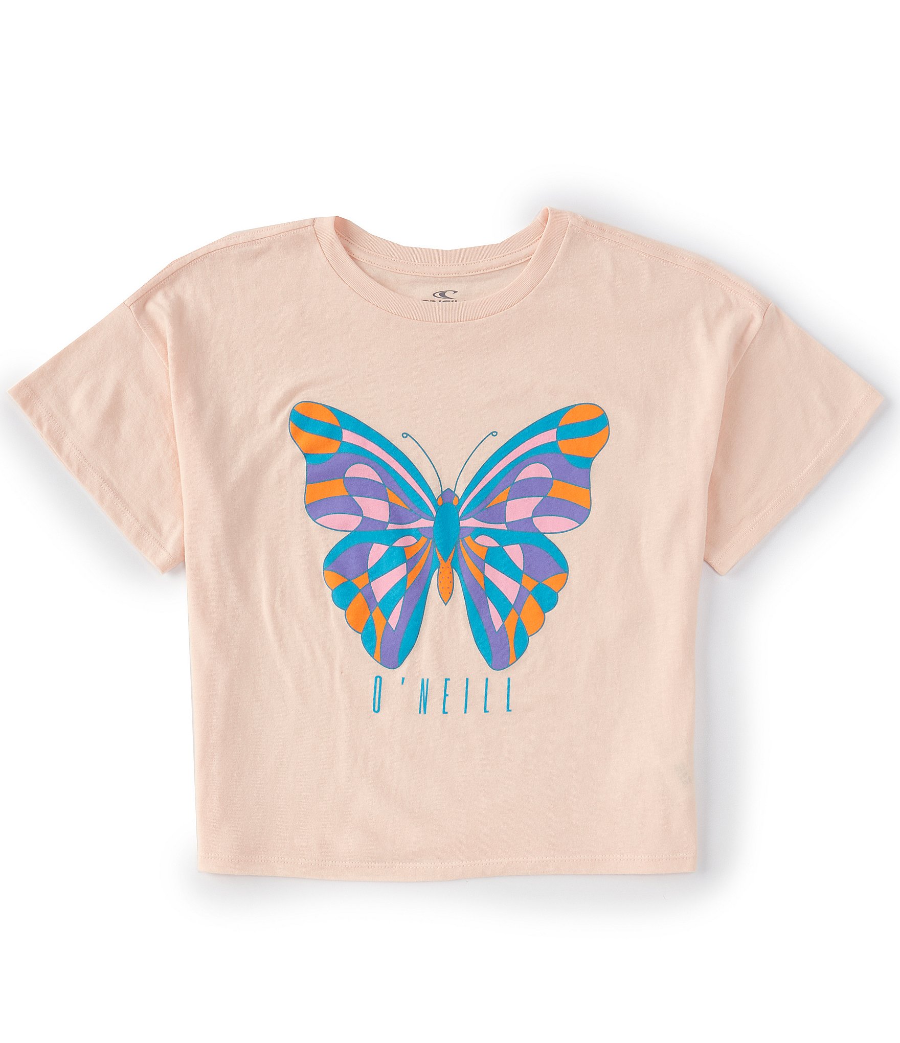 O'Neill Big Girls 7-16 Oversized Boxy Short Sleeve Lucky Butterfly