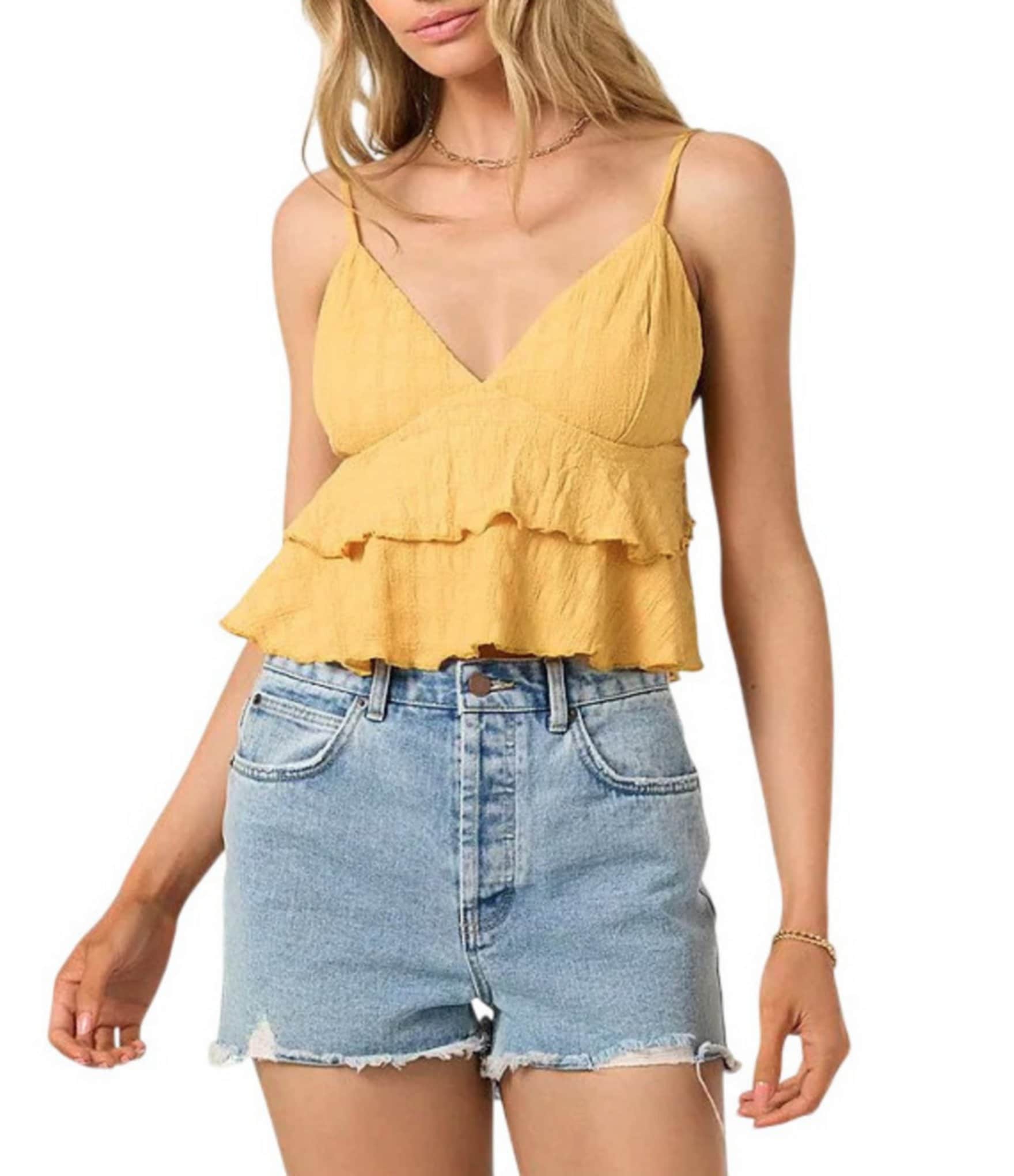 O'Neill Chloey V-Neck Tiered Knit Tank Top