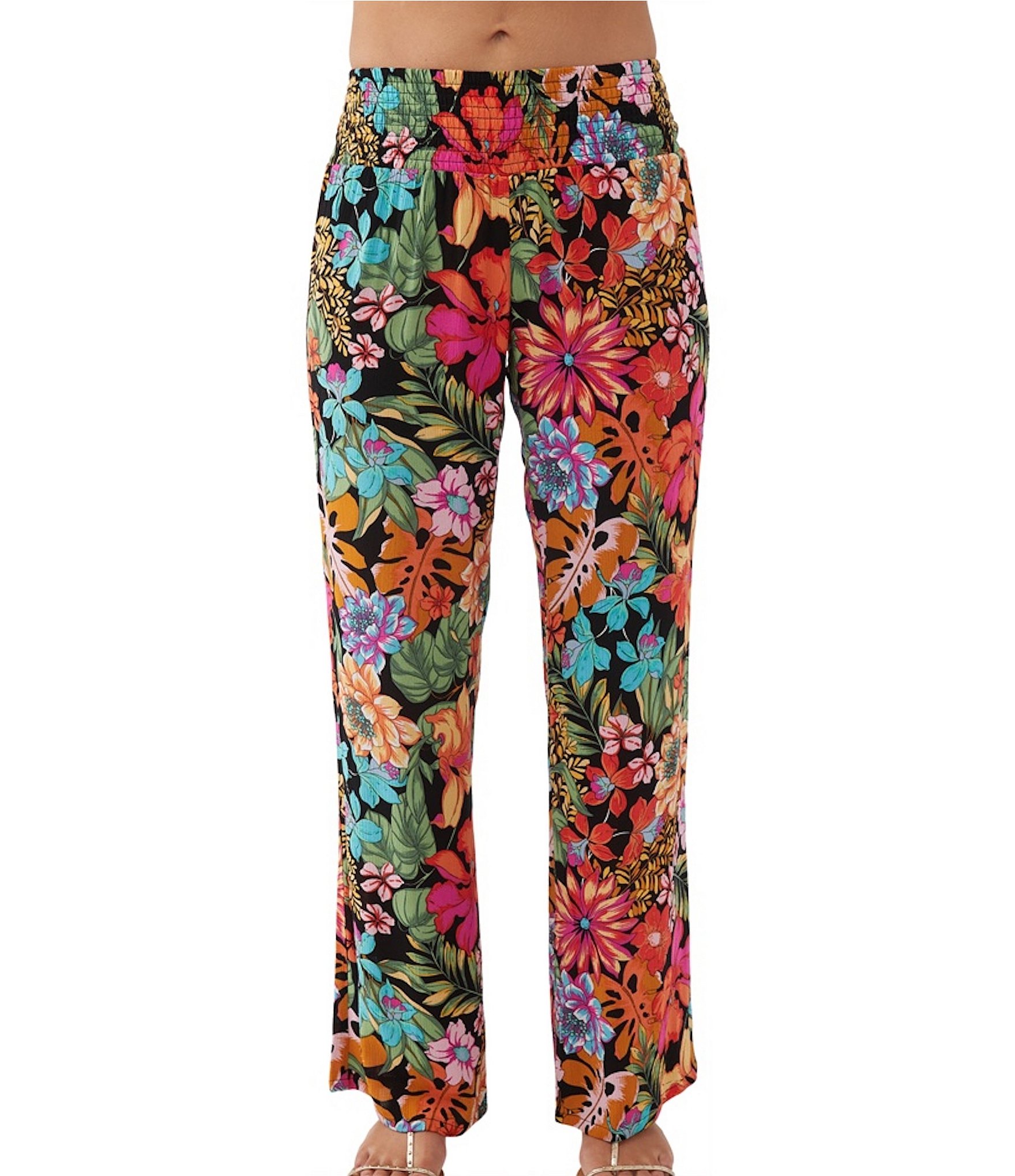 O'Neill Johnny Reina Mid Rise Floral Print Smocked Waist Pants | Dillard's