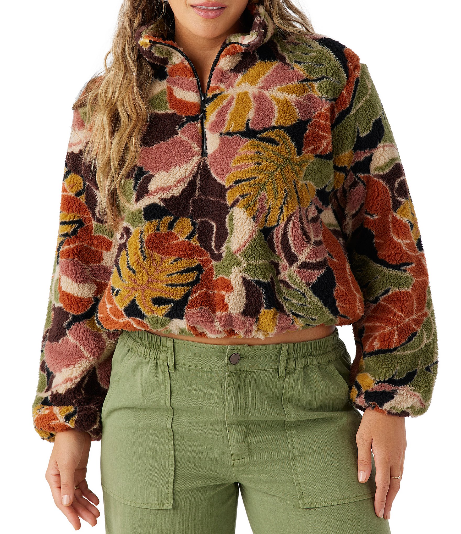 O'Neill Long Sleeve Kacey Tropical Print Quarter-Zip O'Neill Long Sleeve Kacey Tropical Print Quarter-Zip