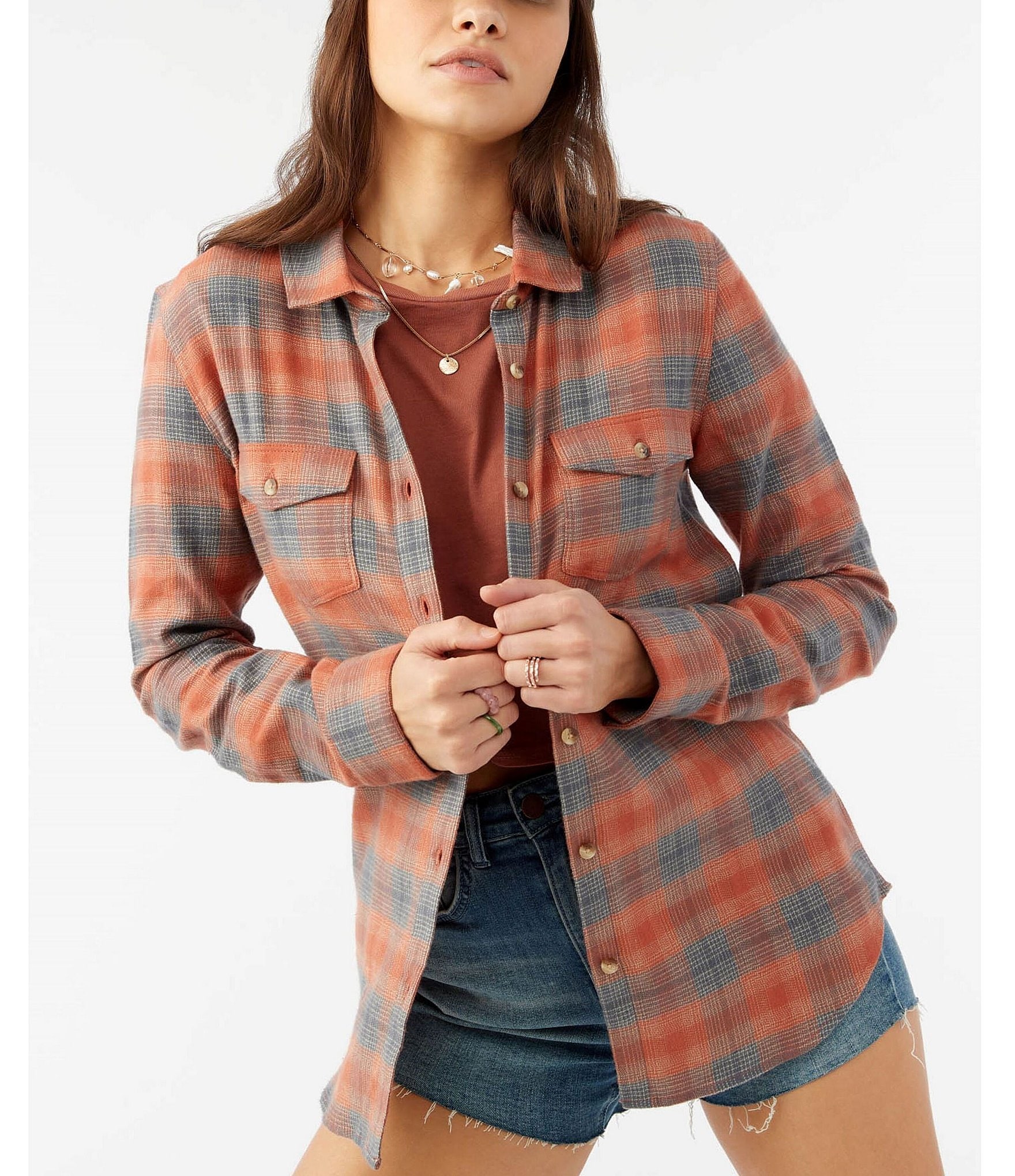 Juniors' Philadelphia Eagles Spirit Week Knot-Front Plaid Flannel Shirt