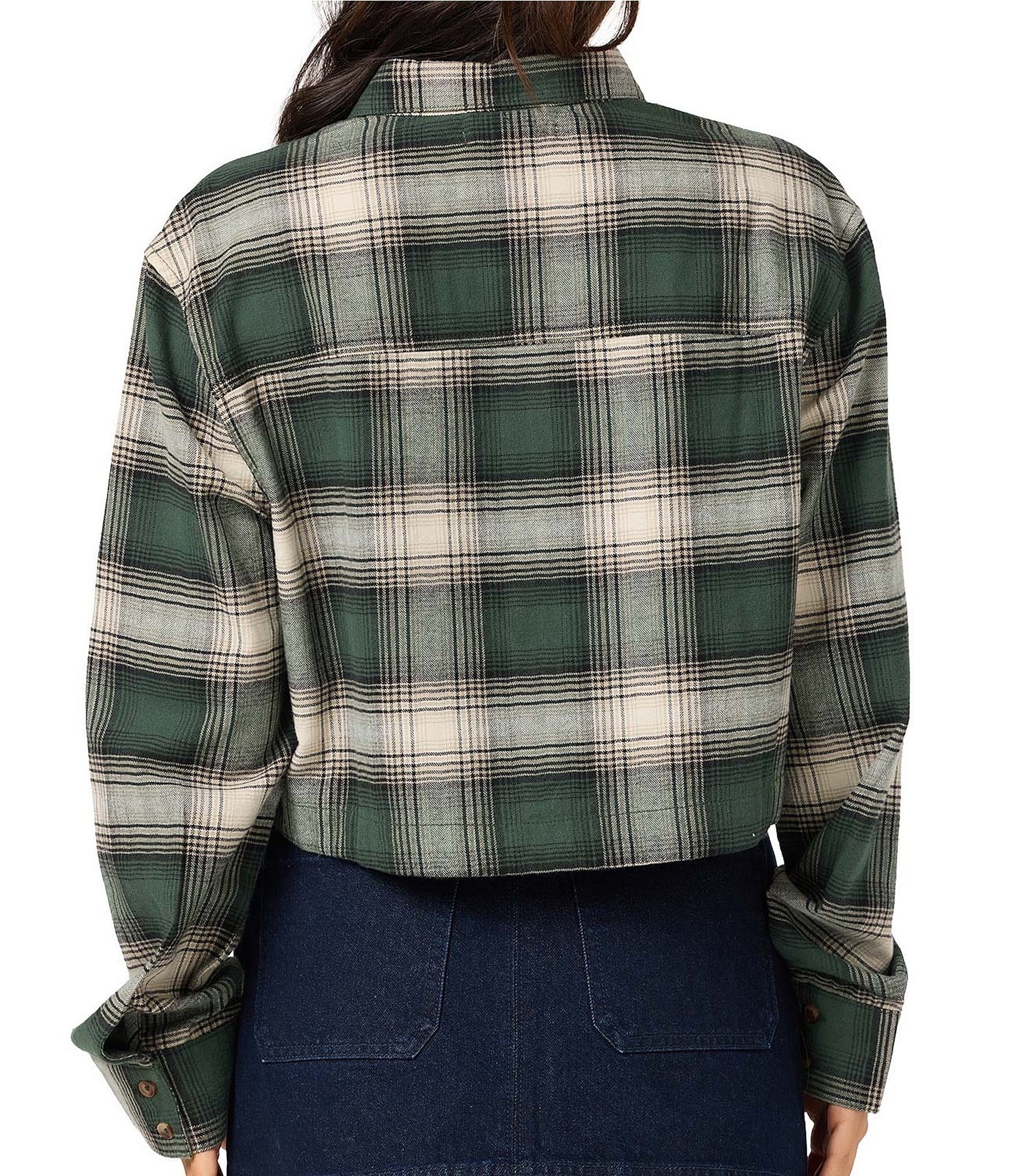 O'Neill Pippa Brushed Herringbone Flannel Long Sleeve Cropped Shirt