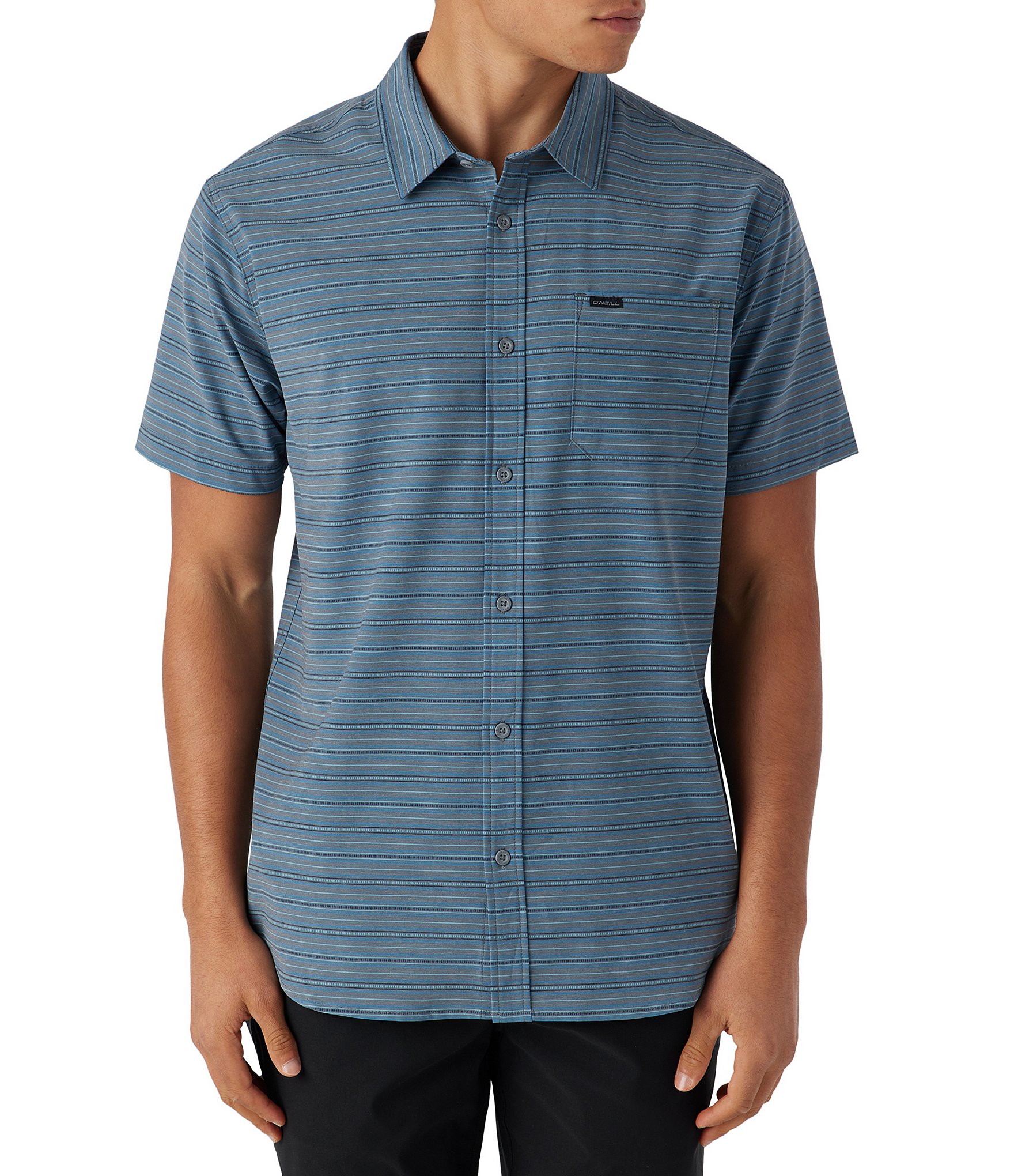 O'Neill Standard Fit Short Sleeve TRVLR UPF Traverse Striped Woven Shirt