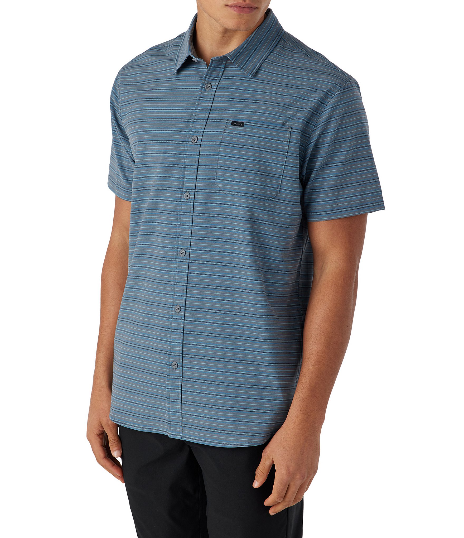 O'Neill Standard Fit Short Sleeve TRVLR UPF Traverse Striped Woven Shirt