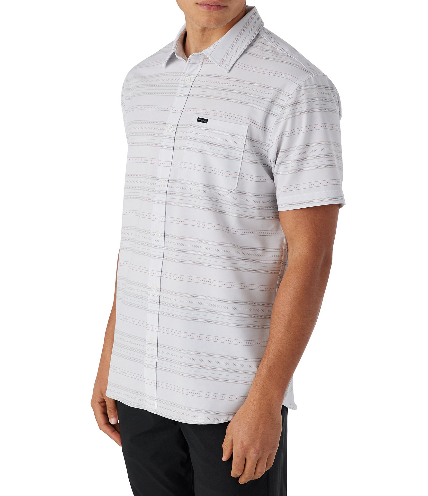 O'Neill Standard Fit Short Sleeve TRVLR UPF Traverse Striped Woven Shirt