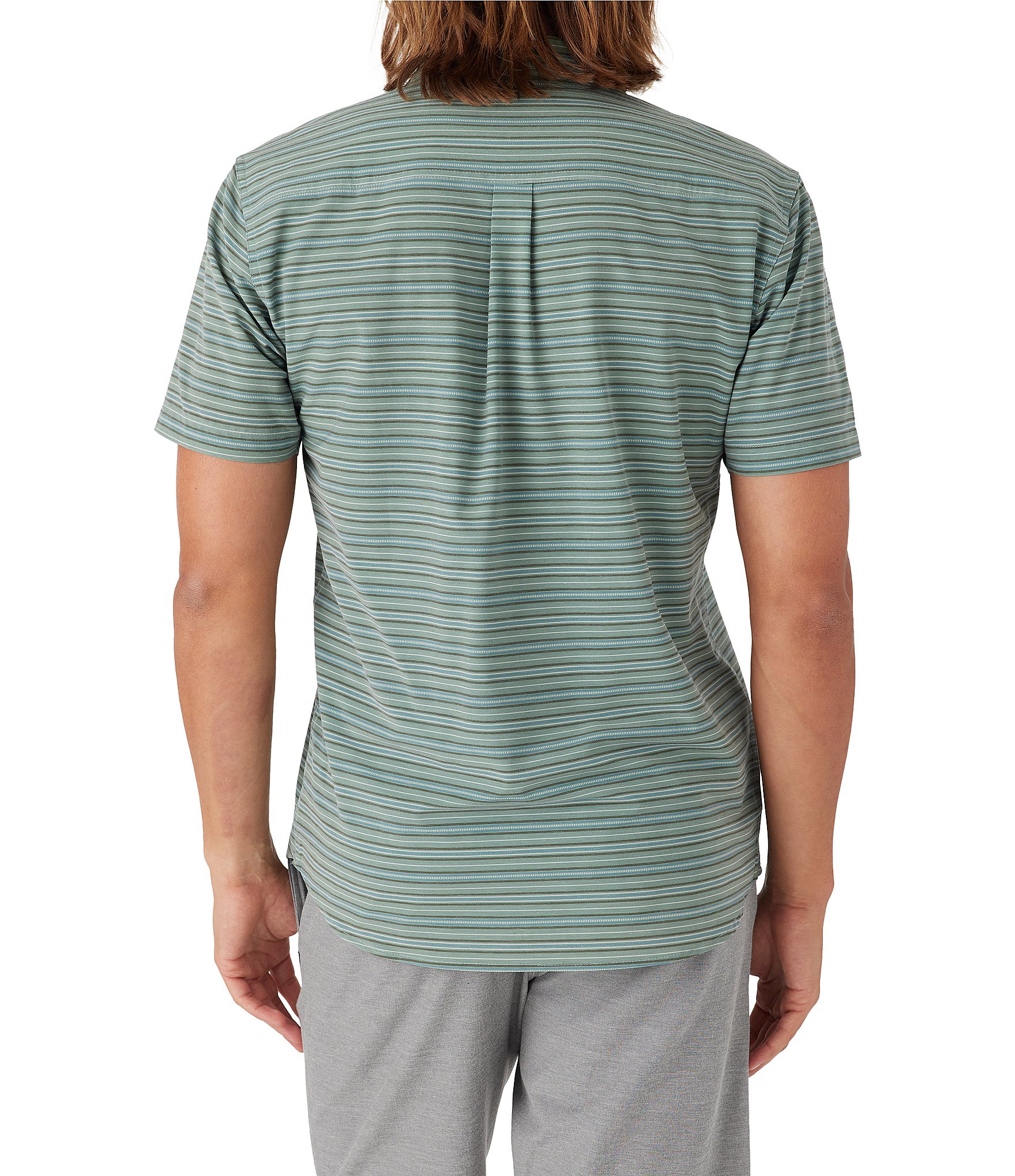 O'Neill Standard Fit Short Sleeve TRVLR UPF Traverse Striped Woven Shirt