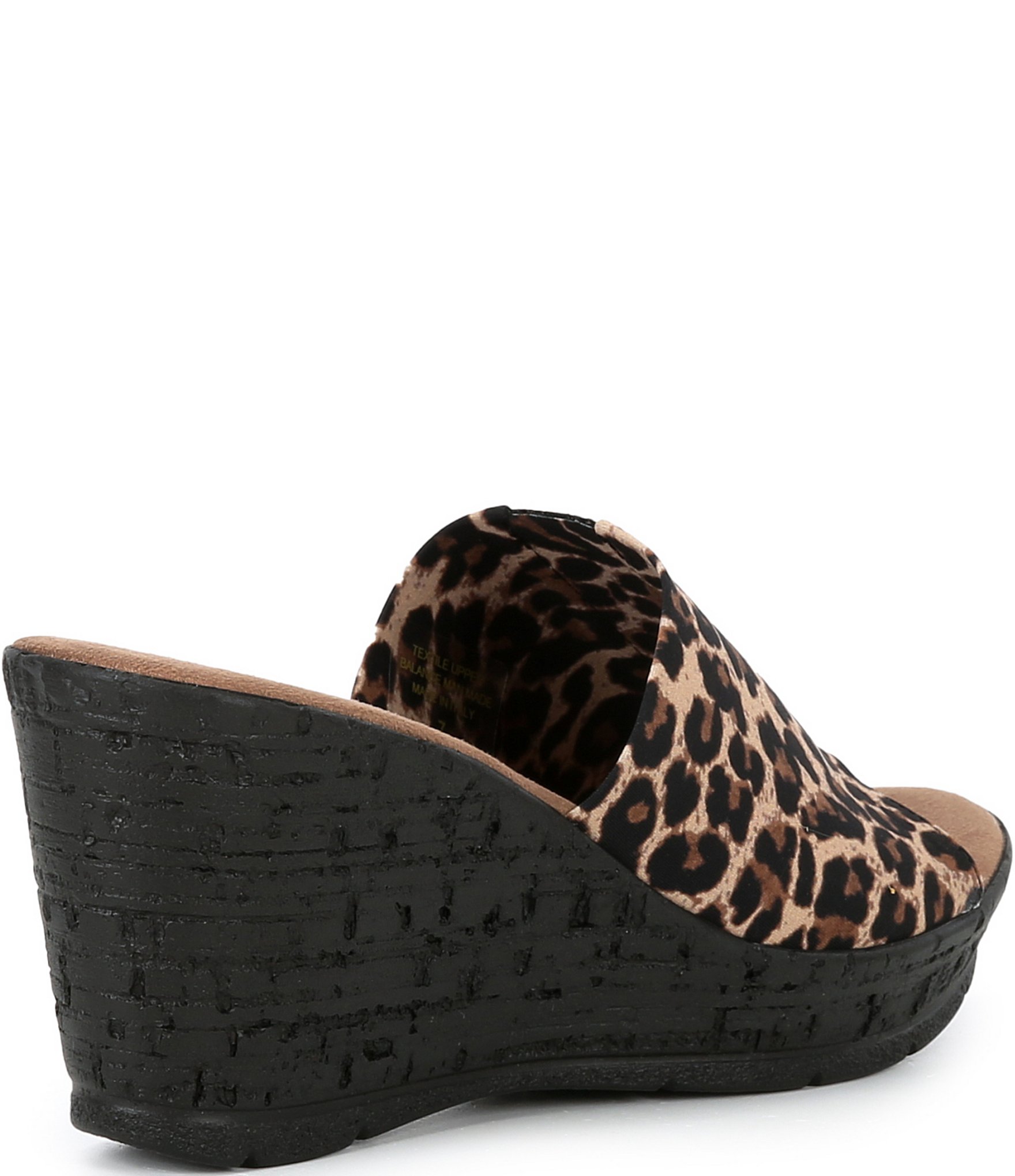 Onex Danica Stretch Fabric Crystal Detail Leopard Wedge Sandals