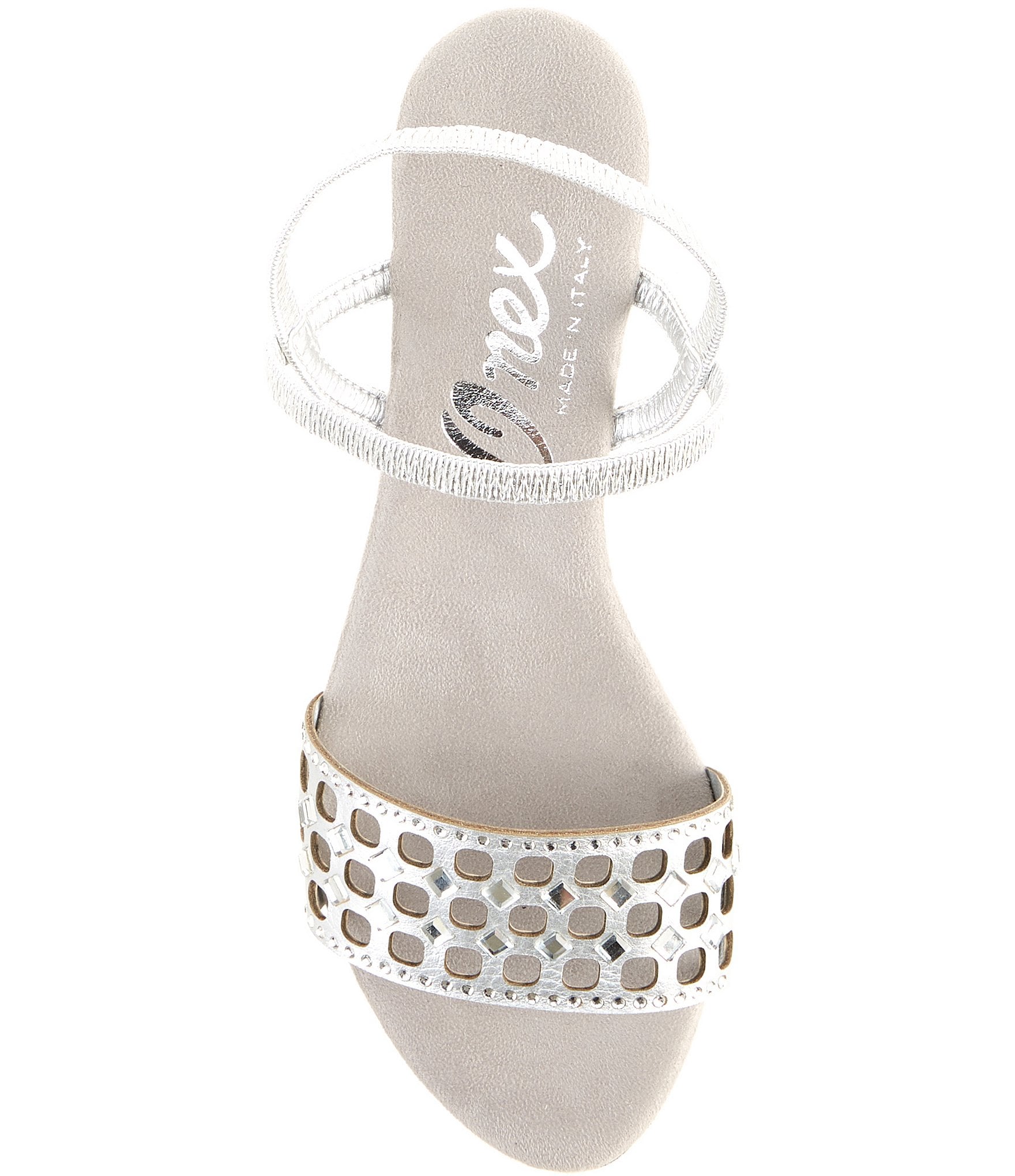 Onex Jaime Crystal Embellished Leather Ankle Strap Dress Sandals