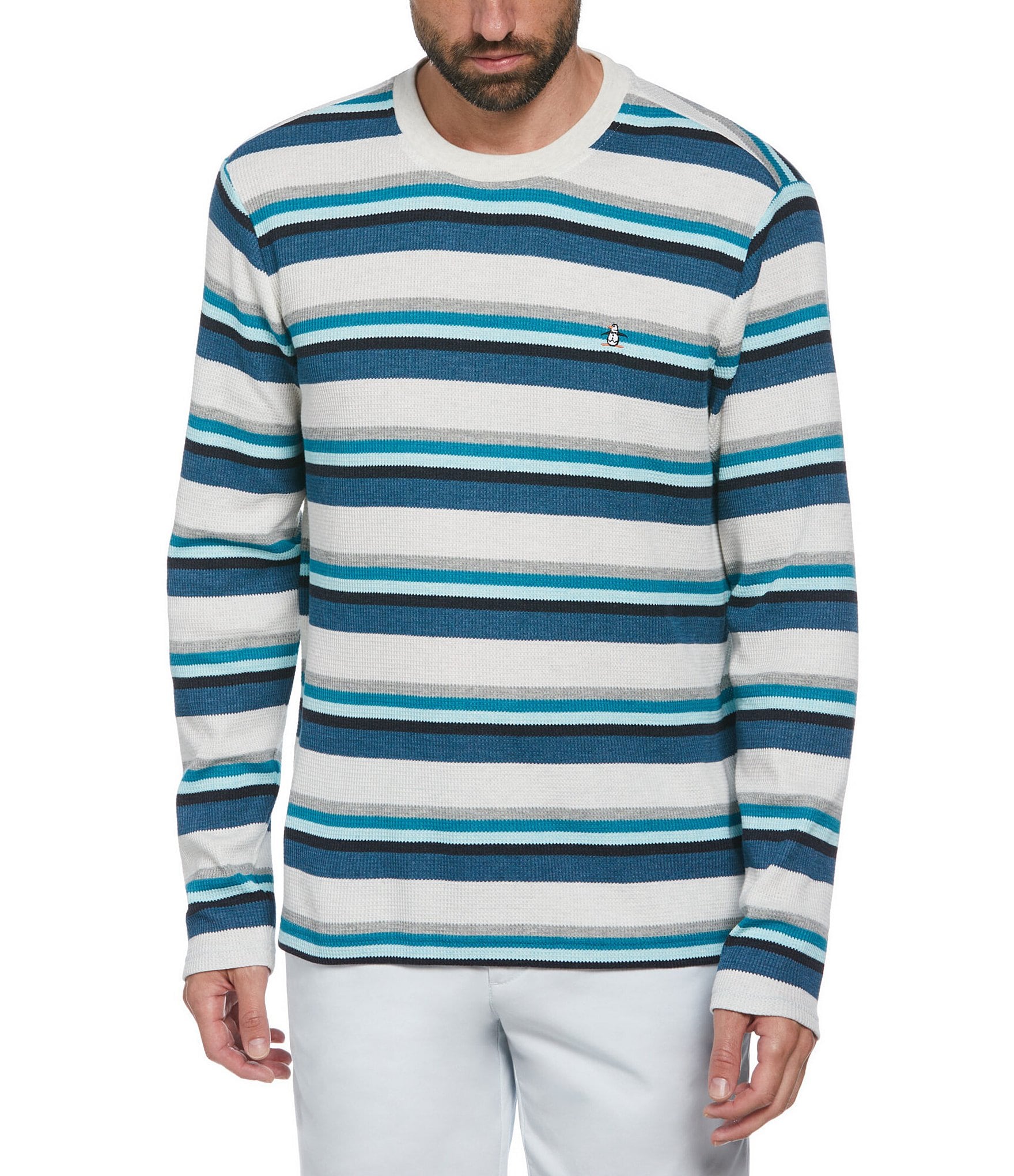Rowm Into The Blue Collection Long Sleeve Spacedye Multicolor Crew Neck  Sweater