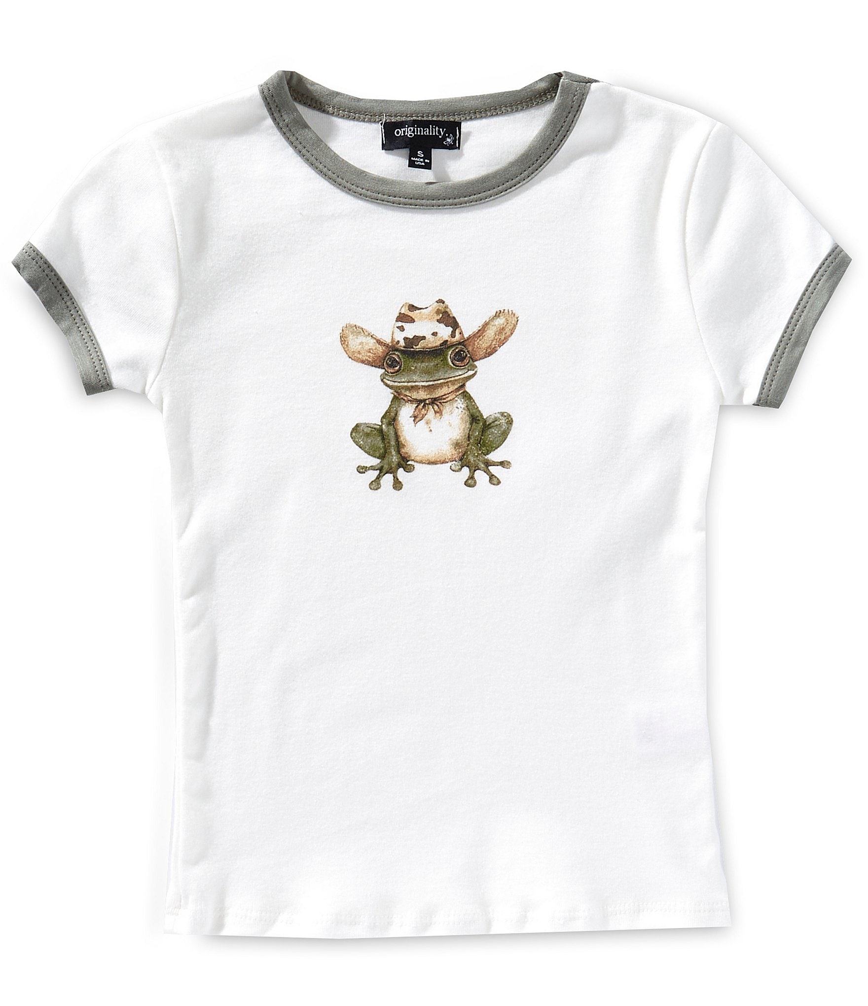 Originality Big Girls 7-16 Short-Sleeve Cowboy Frog Ringer T Originality Big Girls 7-16 Short-Sleeve Cowboy Frog Ringer T