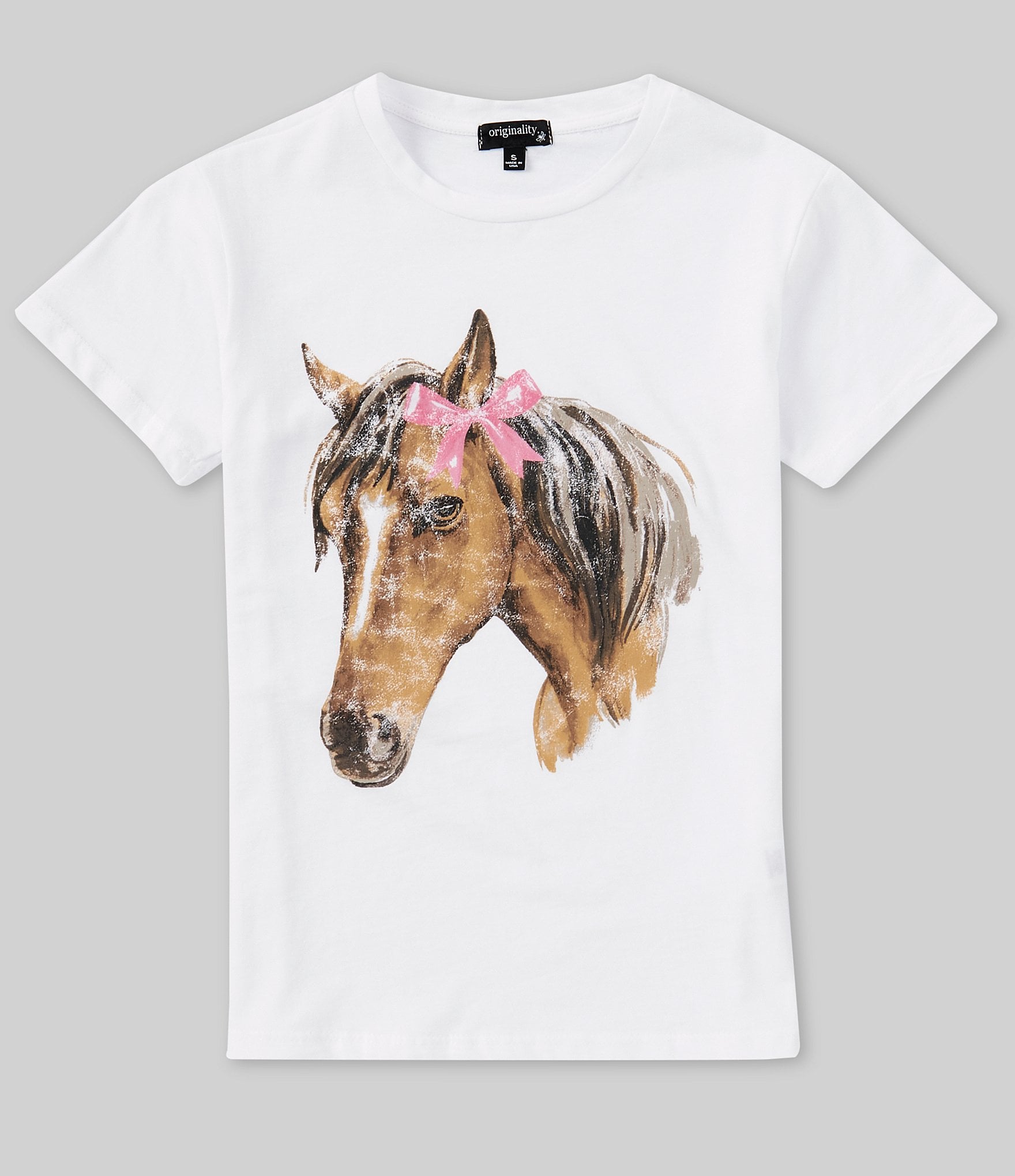 Originality Big Girls 7-16 Short Sleeve Horsehead T-Shirt