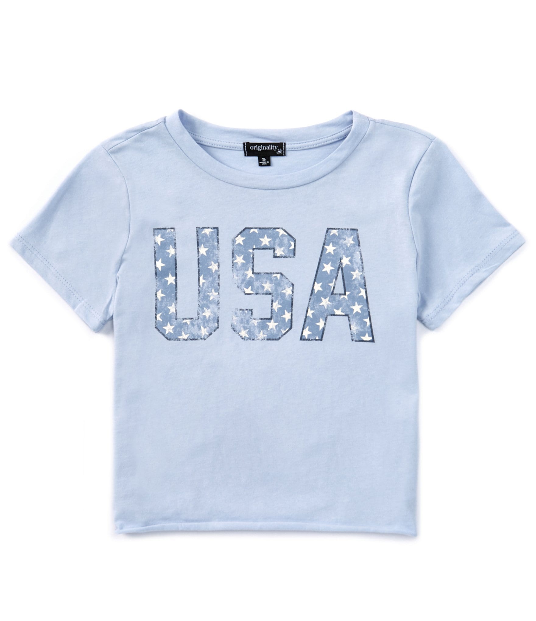 Originality Big Girls 7-16 Short Sleeve USA Americana Cropped Graphic T-Shirt