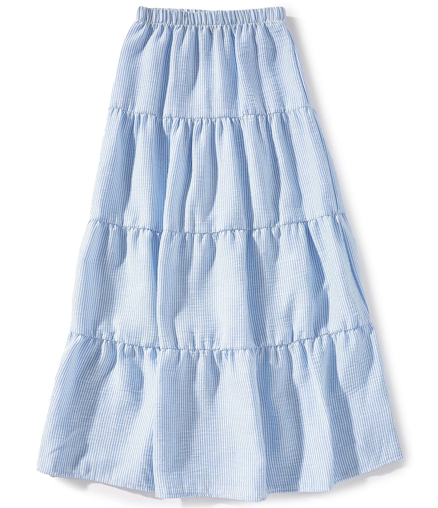 Originality Big Girls 7-16 Striped Tiered Maxi Skirt