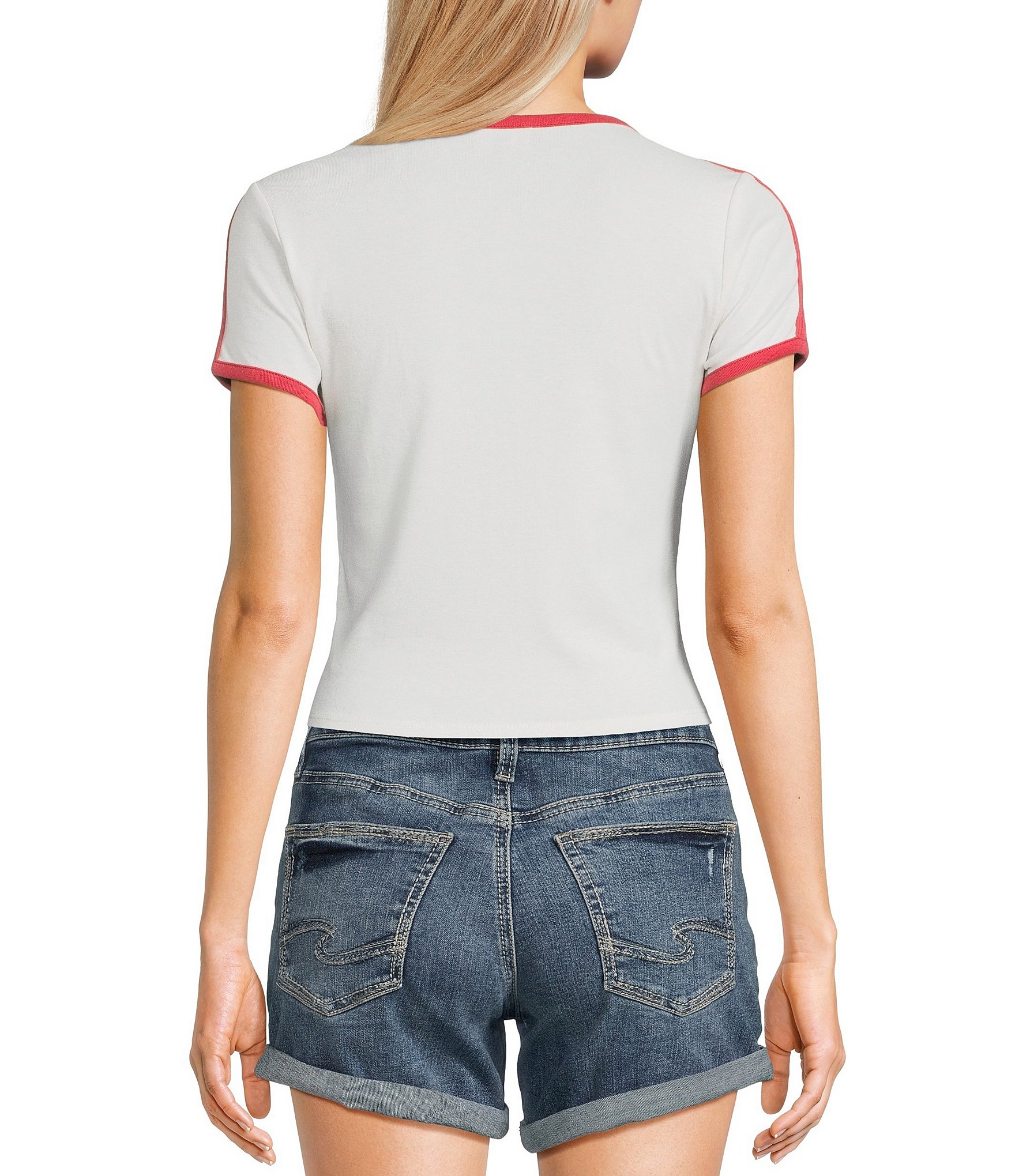 Originality #double;Honky Tonk#double; Contrast Trim Short-Sleeve T-Shirt