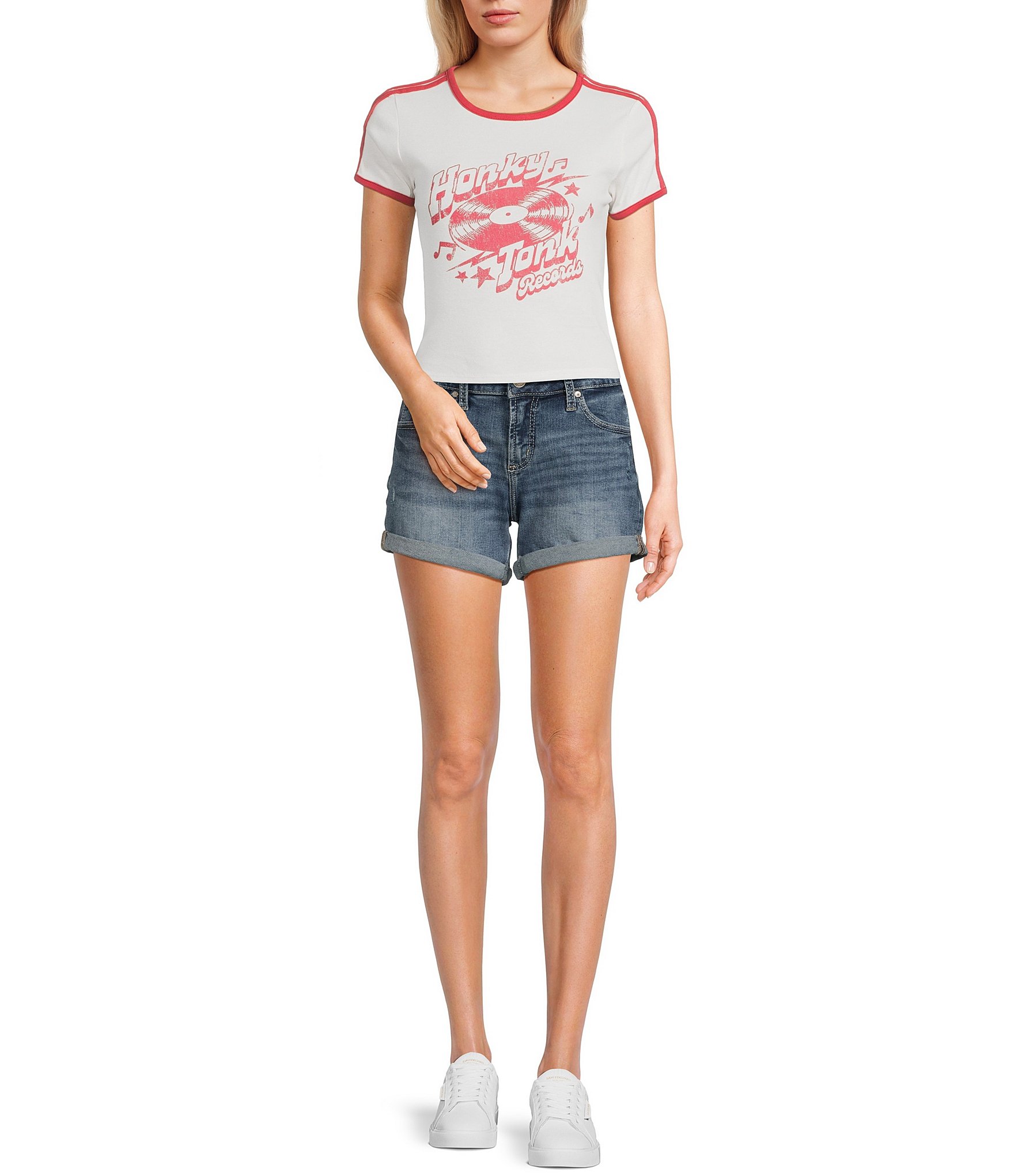 Originality #double;Honky Tonk#double; Contrast Trim Short-Sleeve T-Shirt