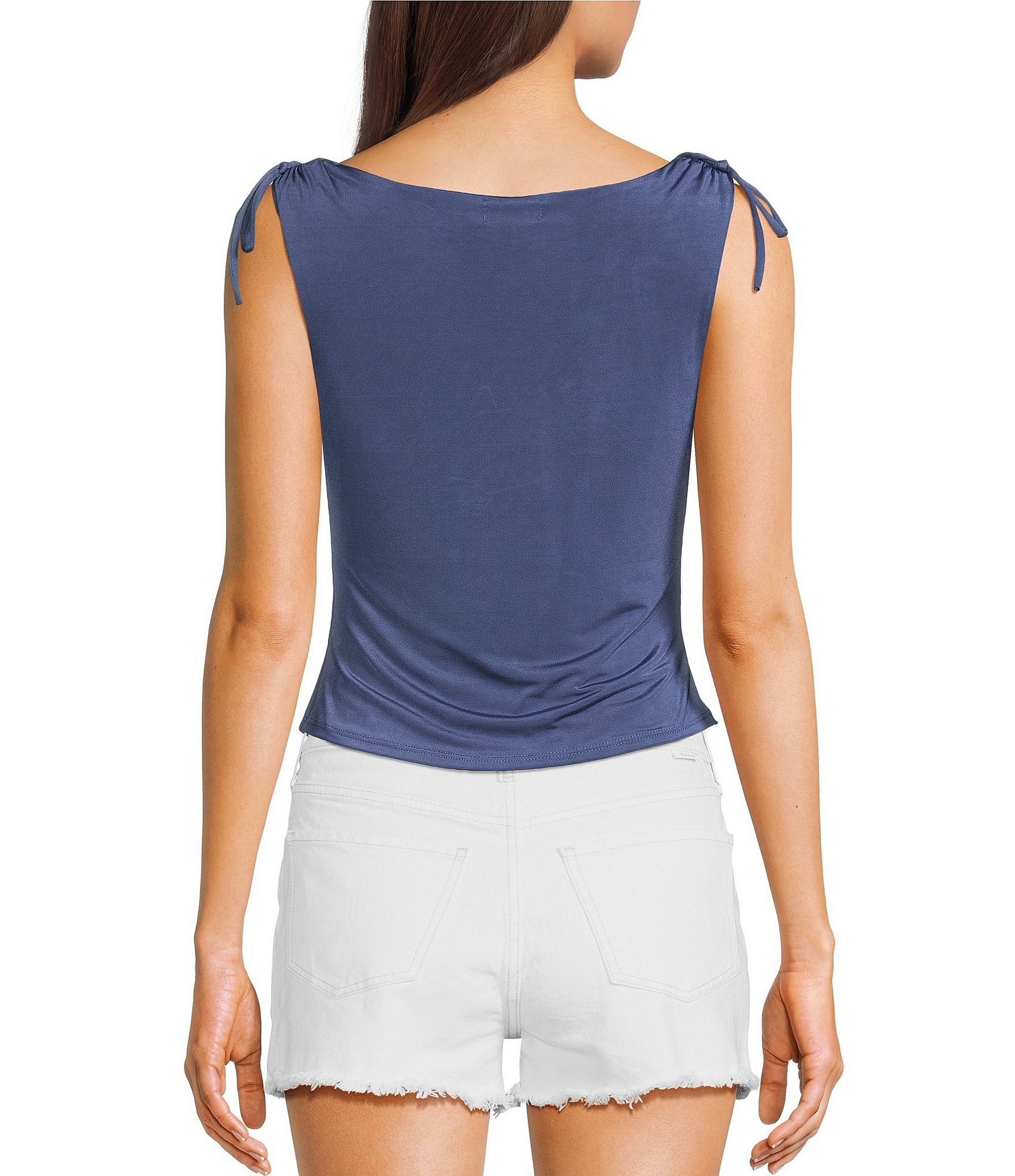 Originality Cowl Neck Tie Shoulder Top