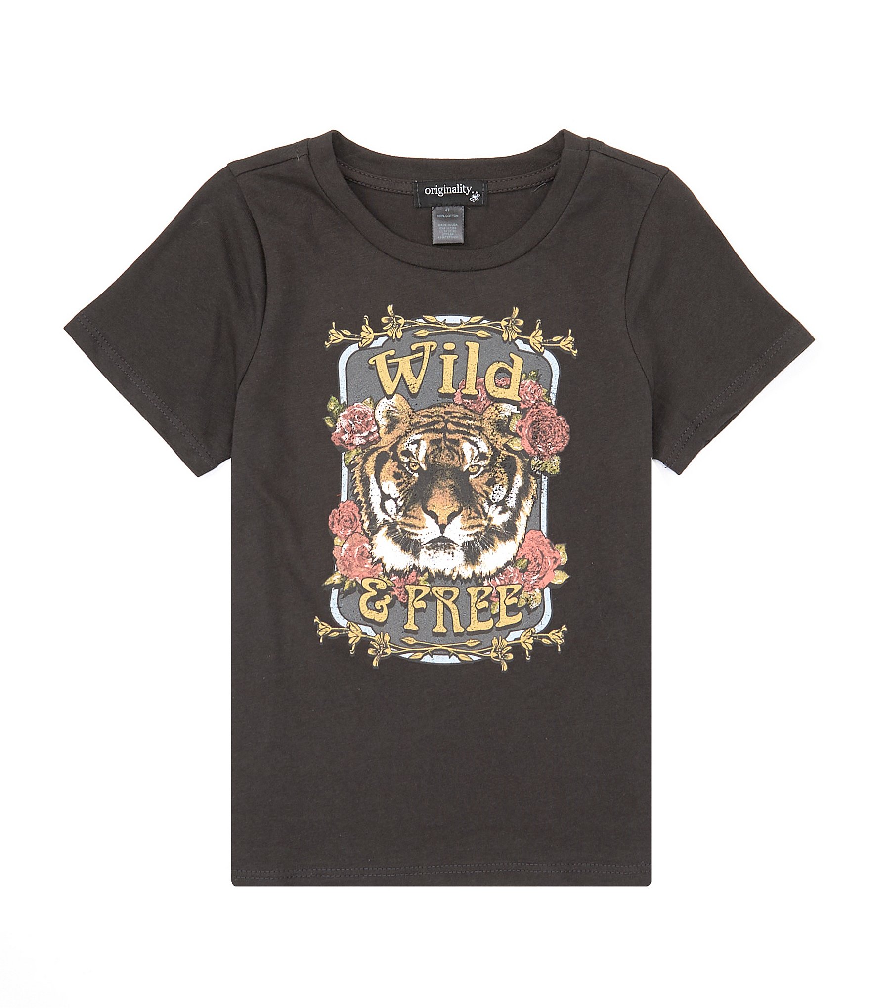 2T-6X T-Shirt Dillard\'s Graphic & Free Little Originality Wild Sleeve Short Tiger | Girls