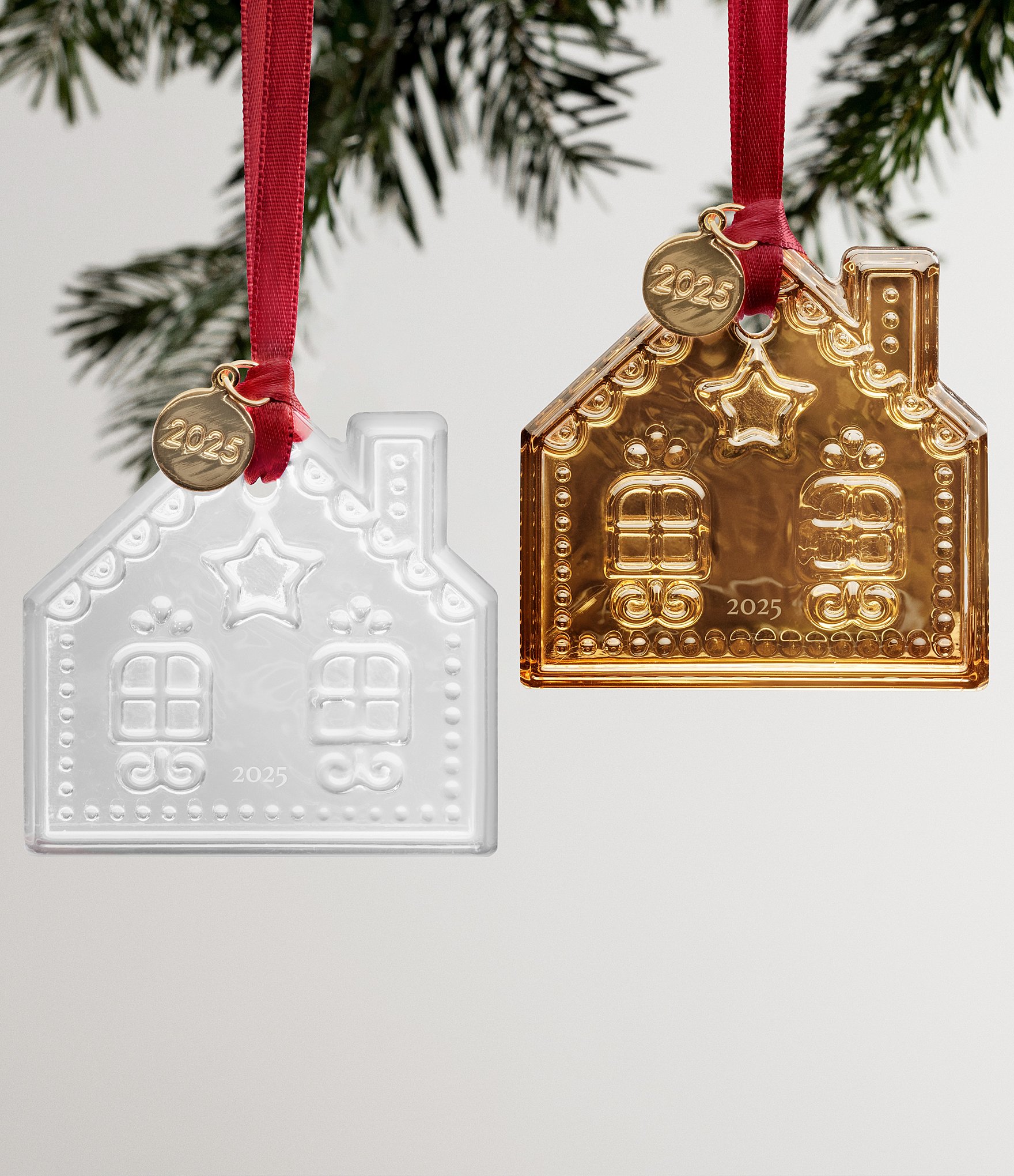 Orrefors 2025 Annual Gingerbread House Ornament in Gold