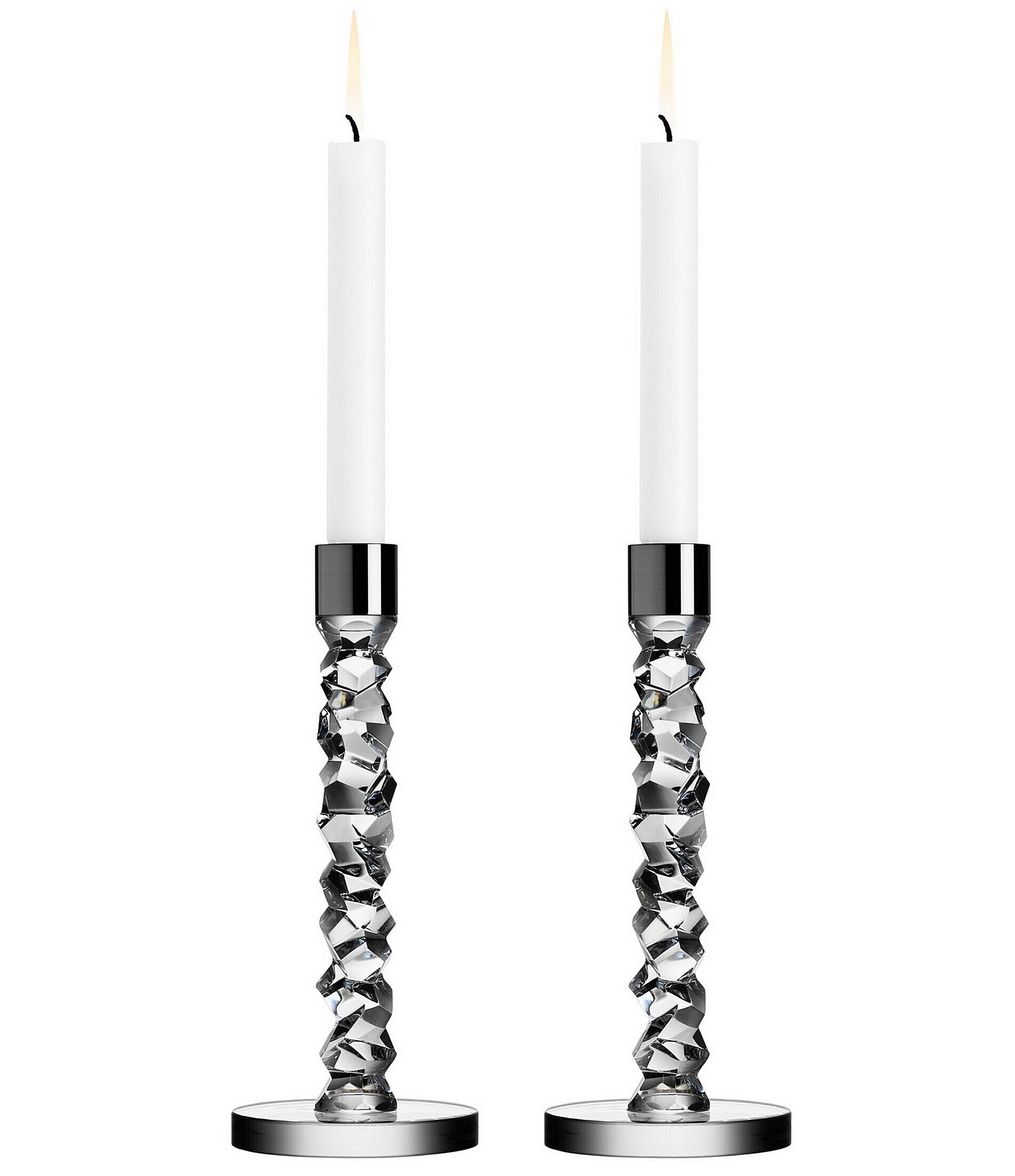 Orrefors Carat Stainless Steel Candlestick, Pair | Dillard's