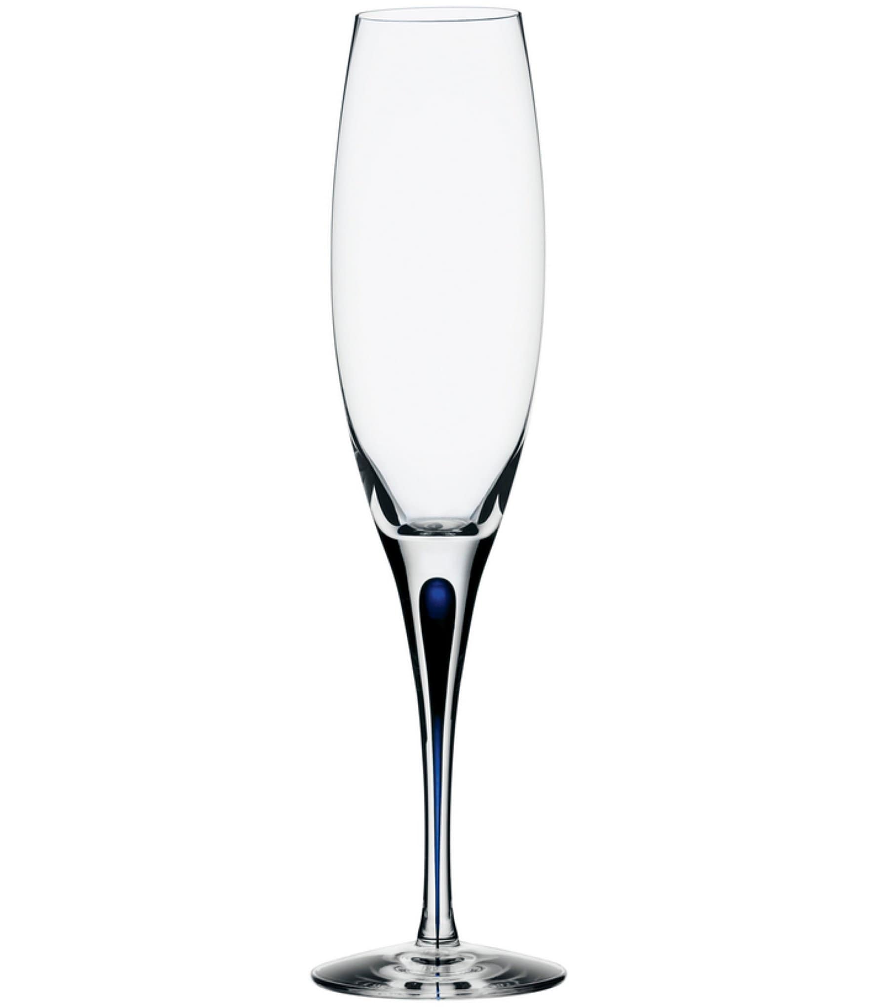 Blue Stem Crystal Champagne Flutes 7 oz Set-4