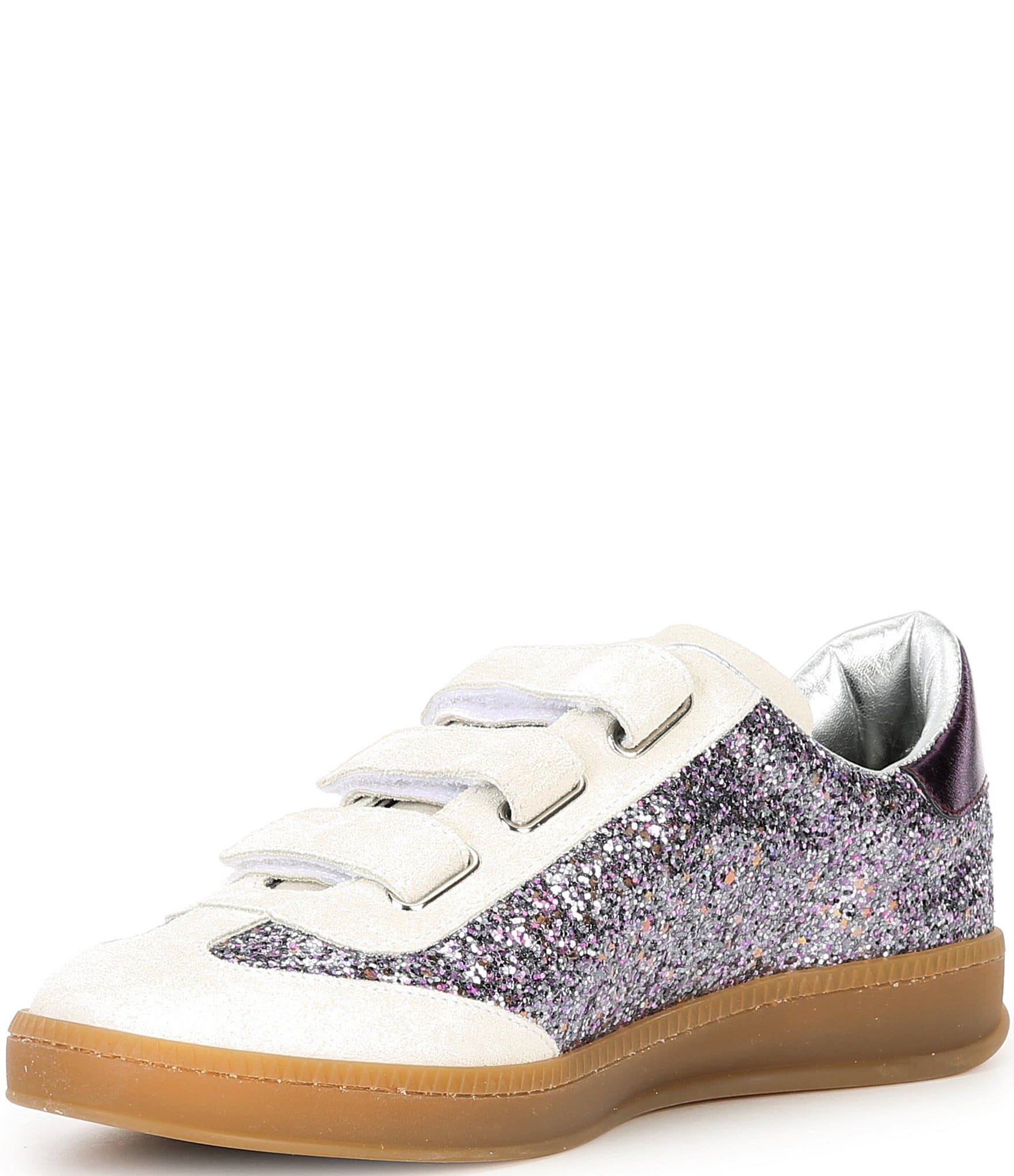 P448 Capri Glitter and Metallic Leather Hook-and-Loop Sneakers