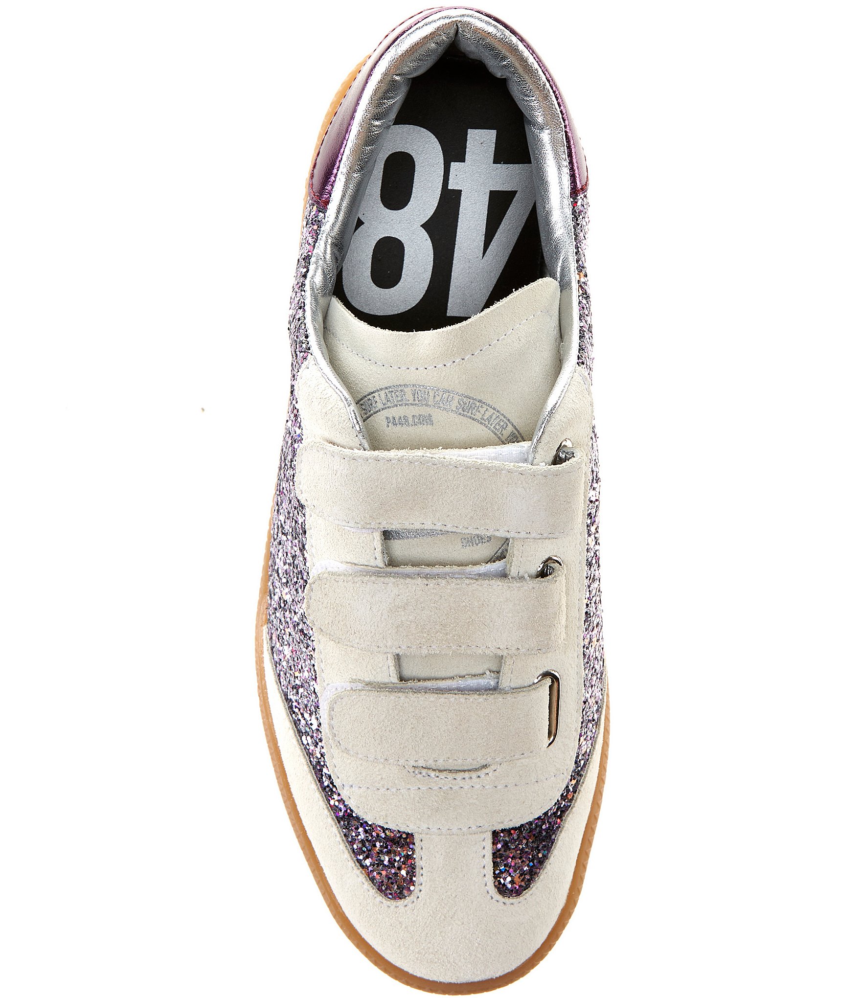 P448 Capri Glitter and Metallic Leather Hook-and-Loop Sneakers