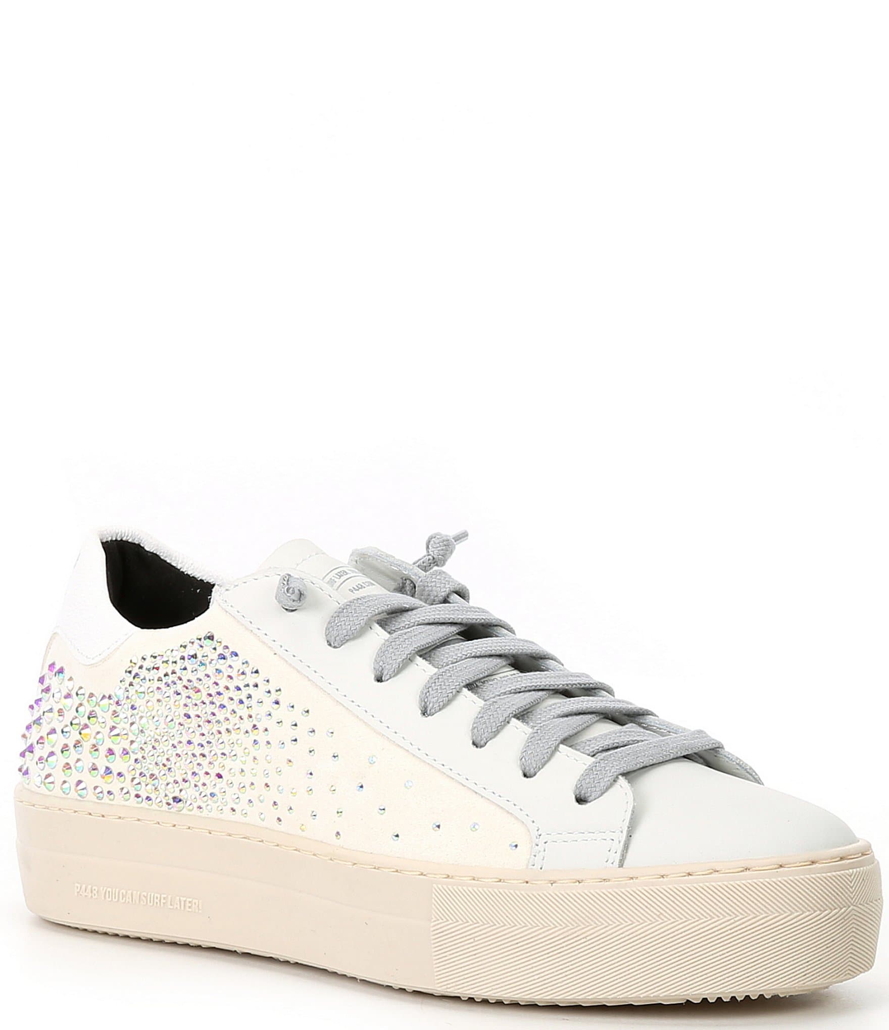 P448 Thea Low Top Rhinestone Embellished Lace-Up Sneakers | Dillard's