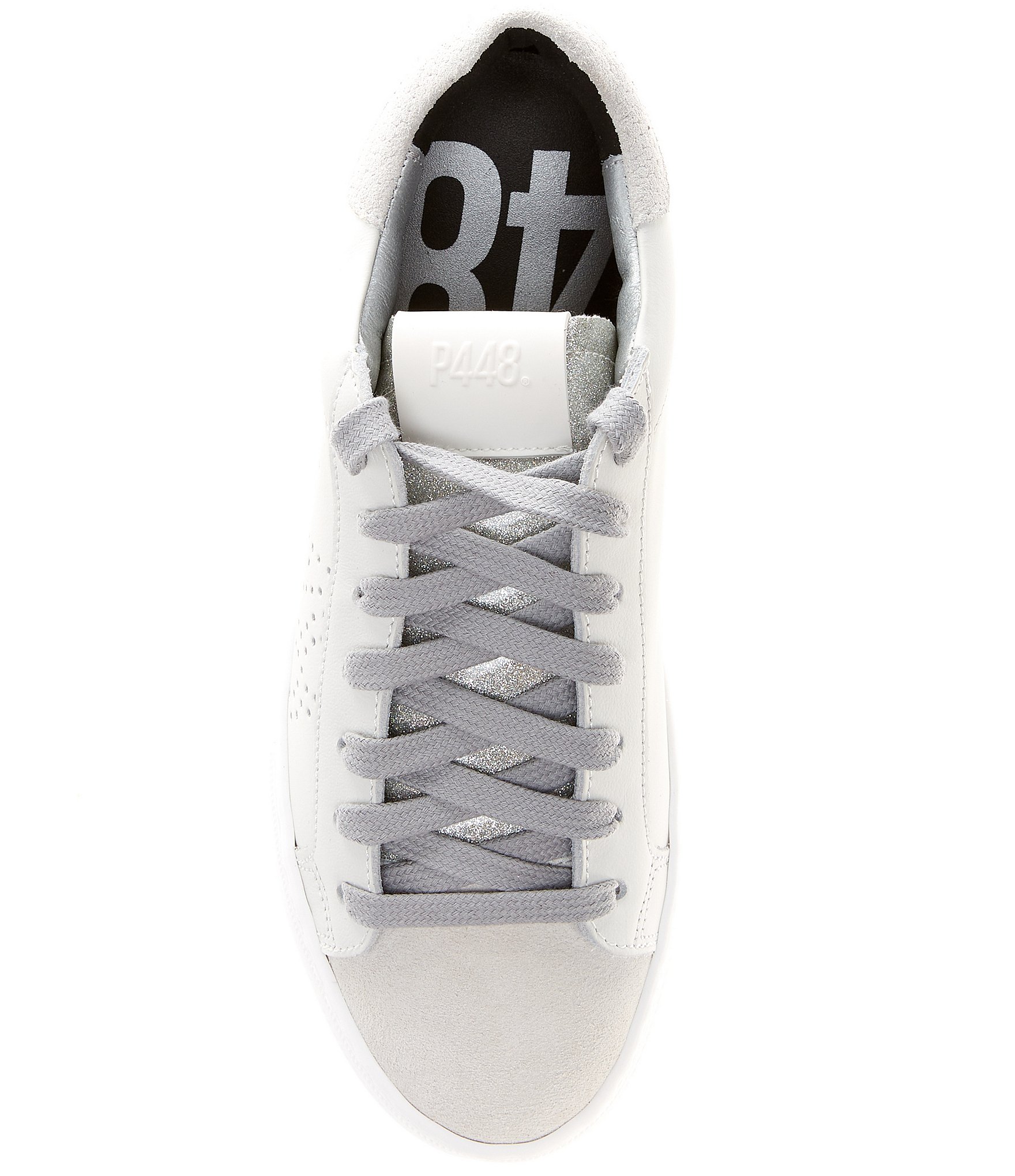 P448 Thea White Laser Low Top Leather Platform Sneakers