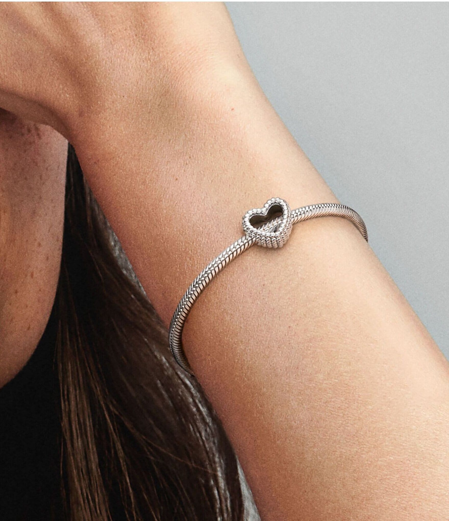 Pandora Beaded Open Heart Sterling Silver Charm