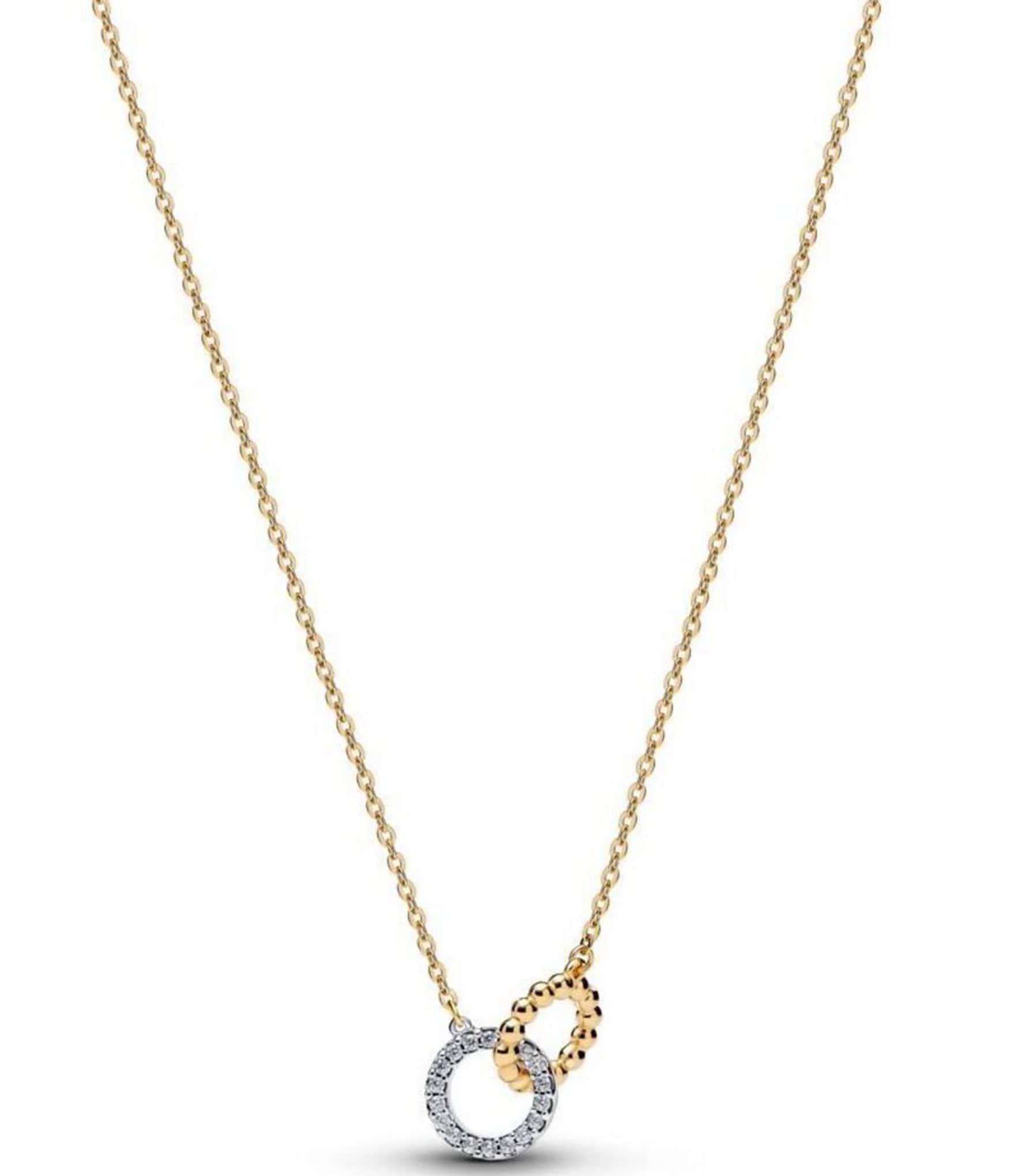 Pandora Beads And Pave Interlocking Circles Necklace