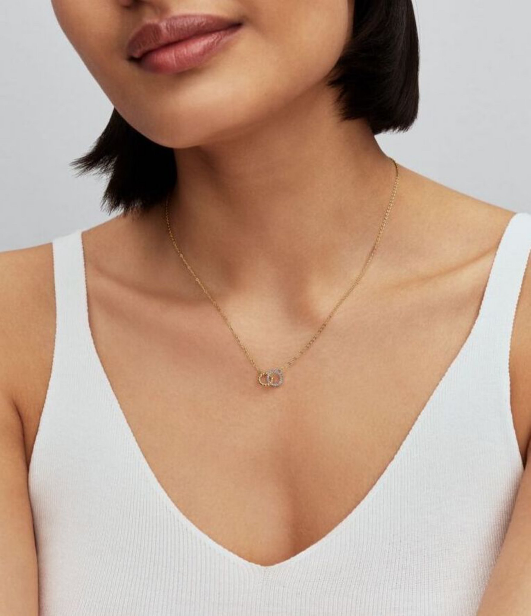 Pandora Beads And Pave Interlocking Circles Necklace