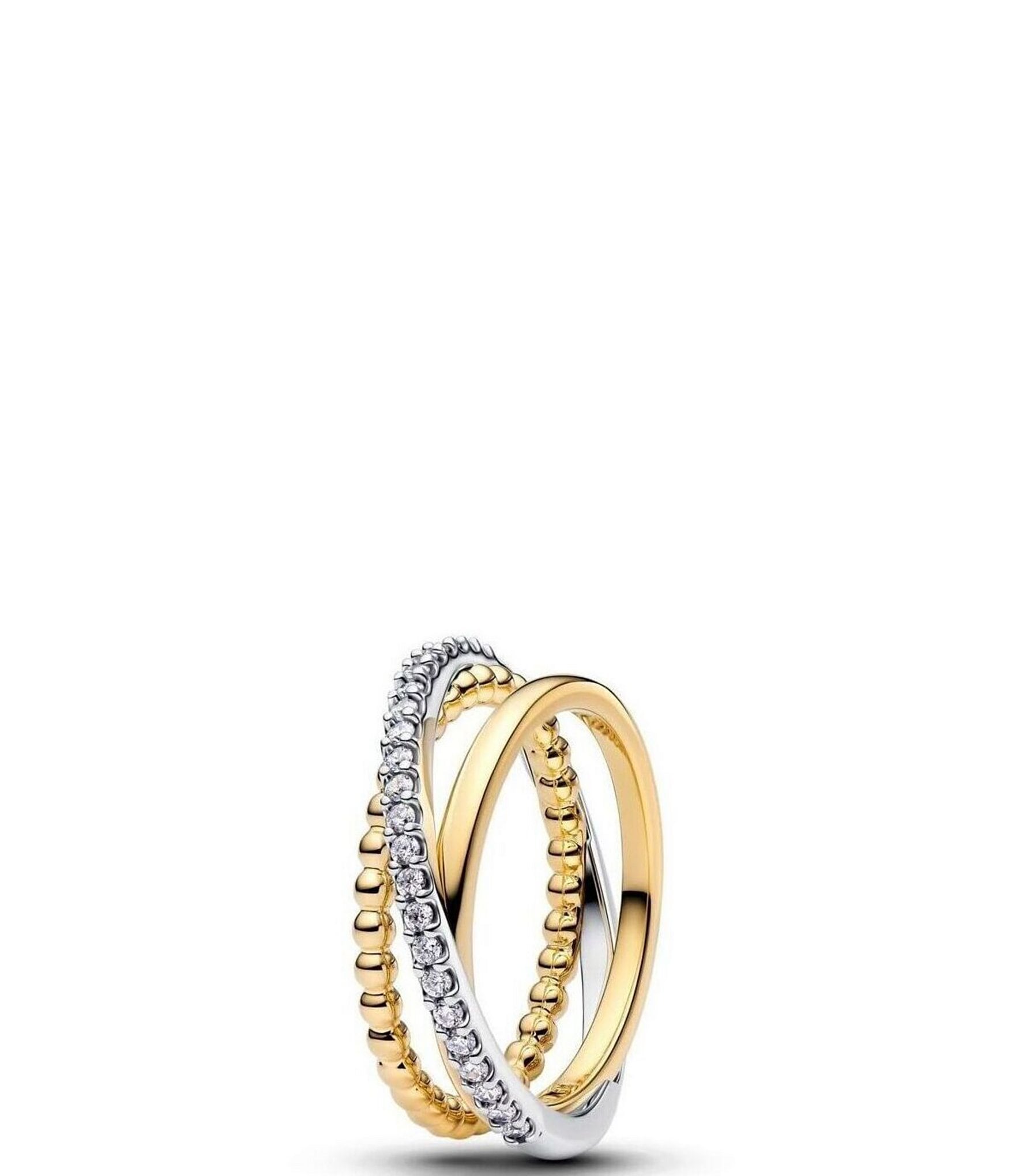 Pandora Crossover Beads & Pave Triple Band Ring