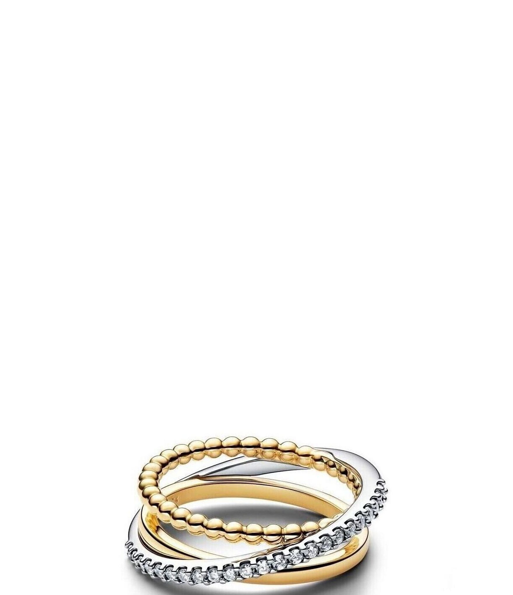 Pandora Crossover Beads & Pave Triple Band Ring