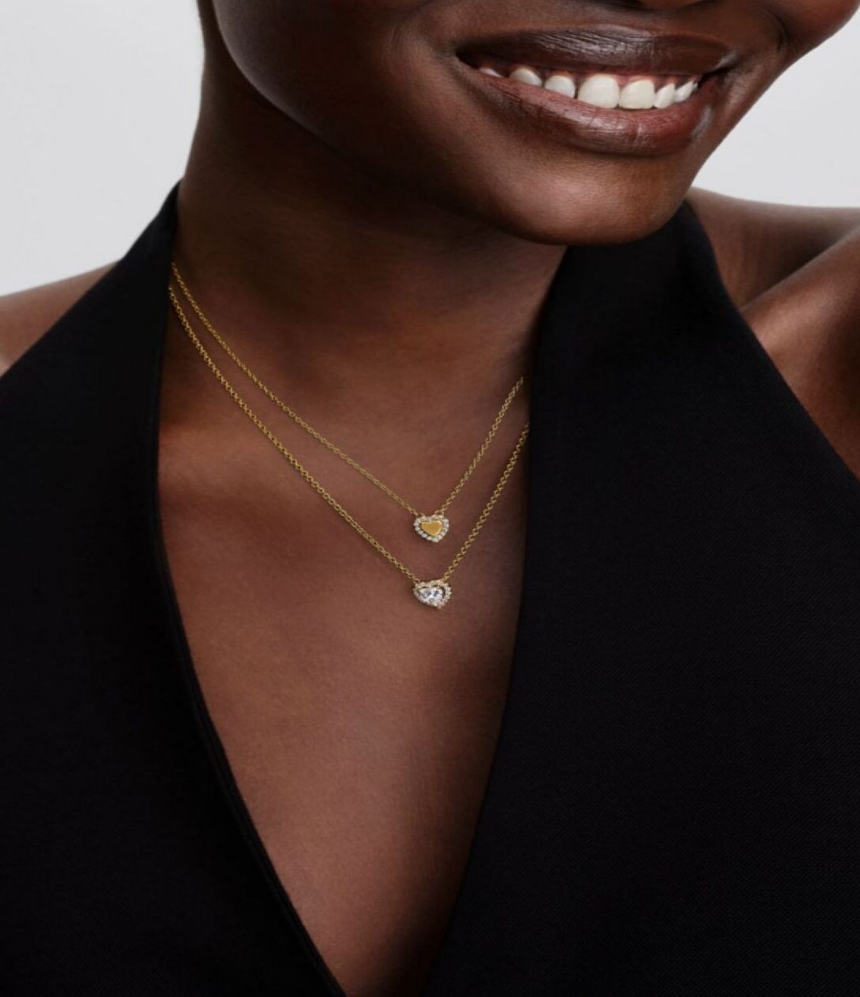Pandora Elevated CZ Gold Heart Short Pendant Necklace