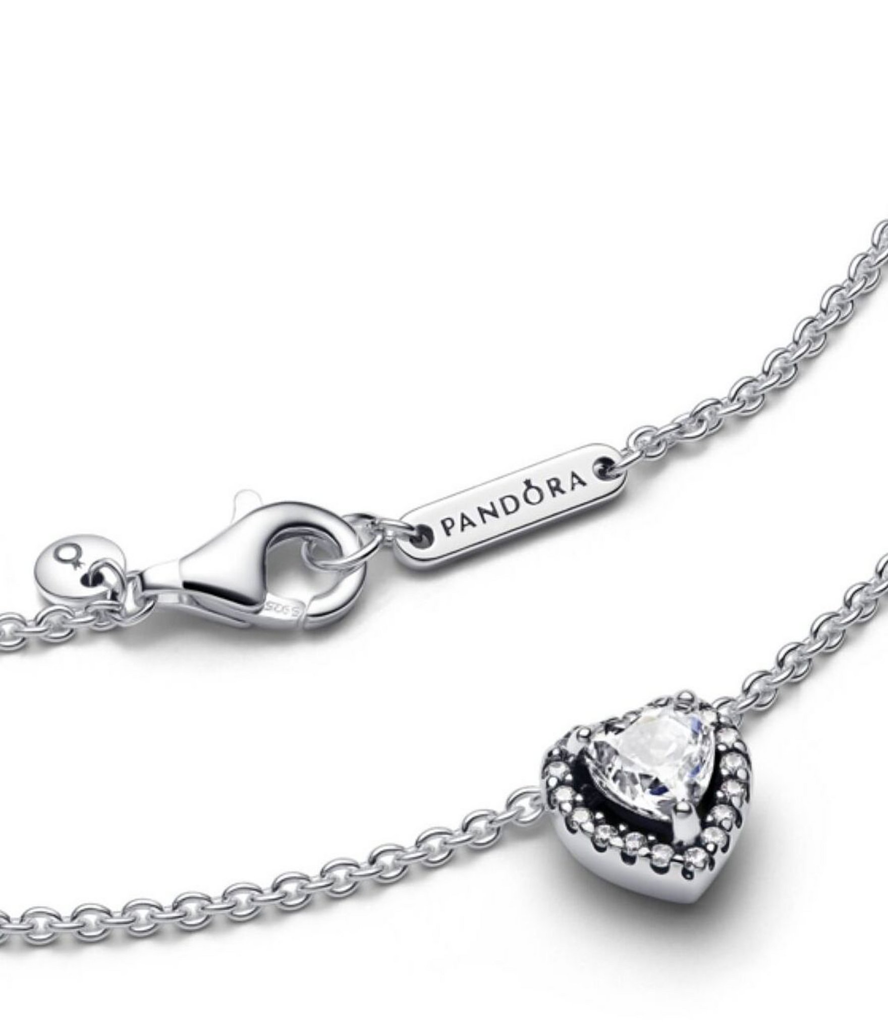 Pandora Elevated CZ Sterling Silver Heart Short Pendant Necklace