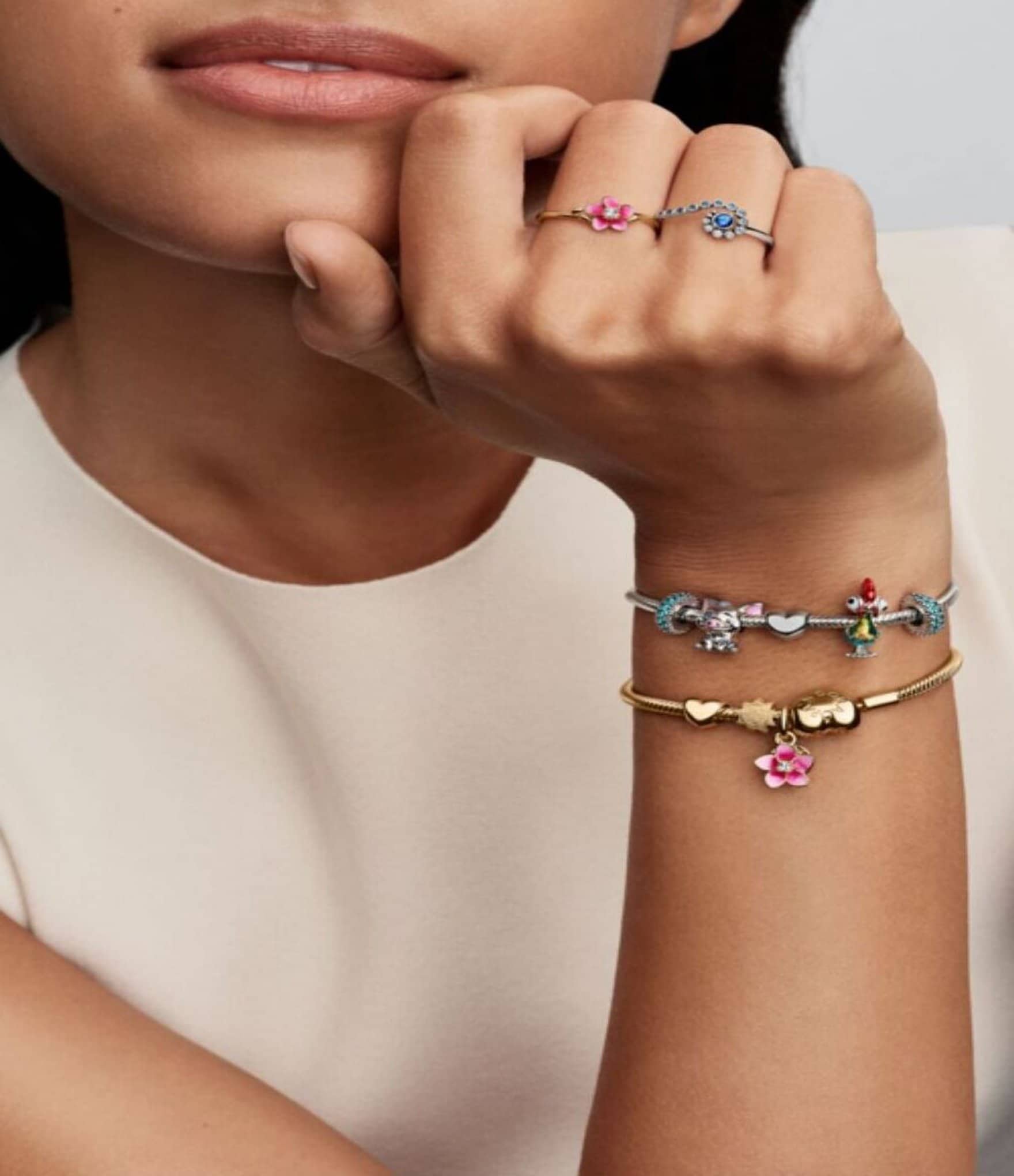 Pandora Gold Heart Snake Charm Bracelet