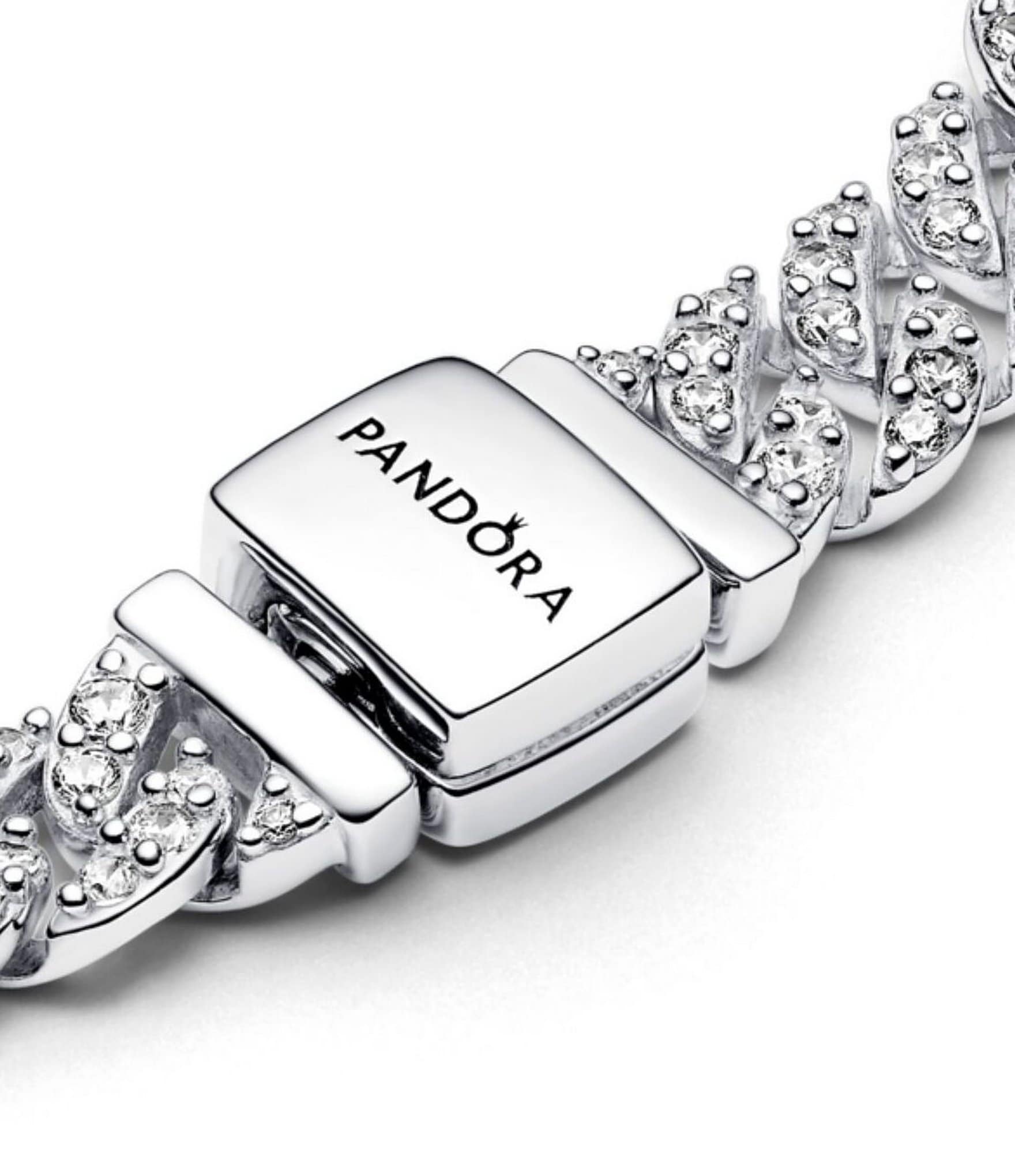 Pandora Pave Cuban Sterling Silver Chain Bracelet