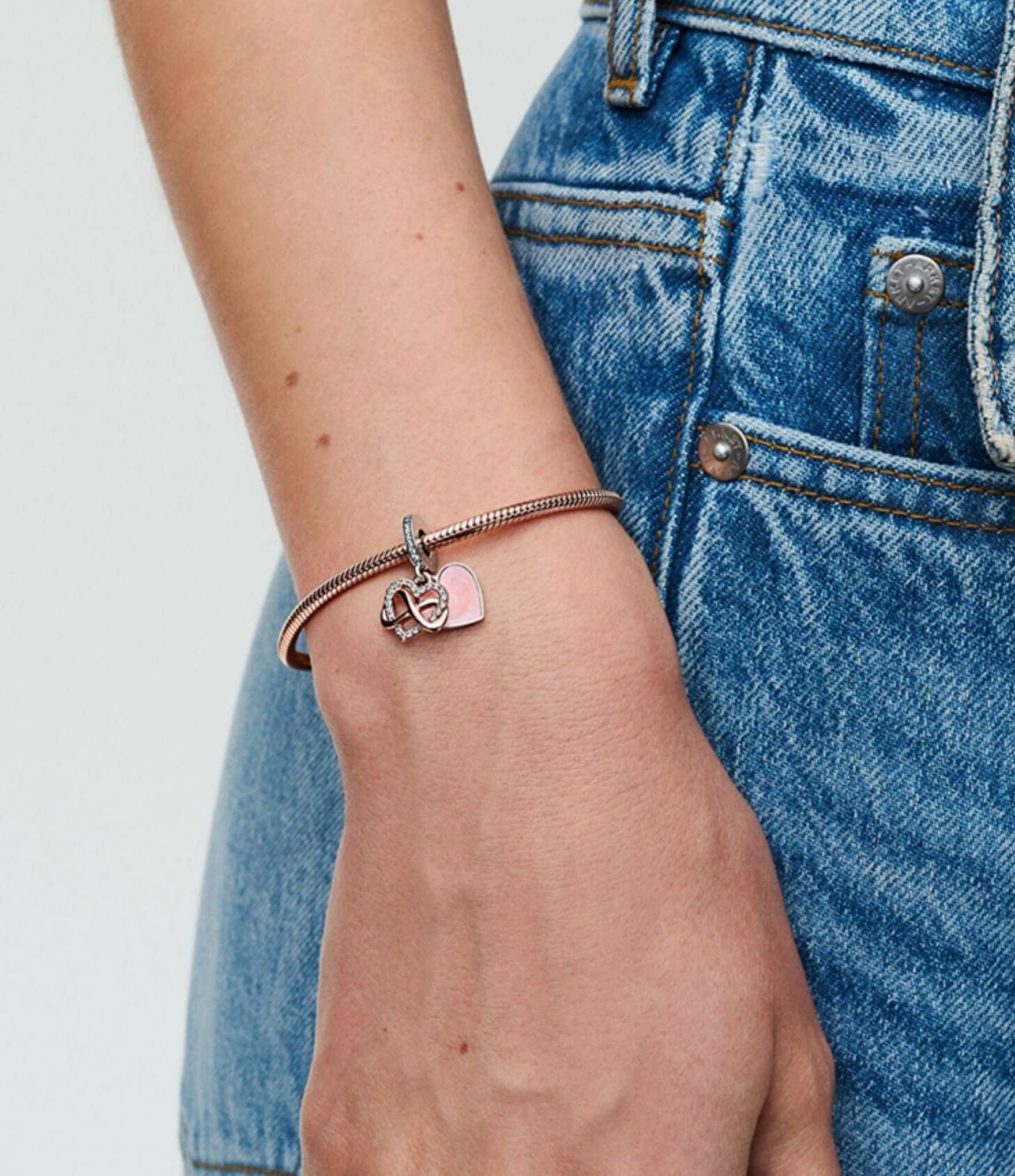 Pandora Sparkling Infinity Heart Two-Tone Dangle Charm