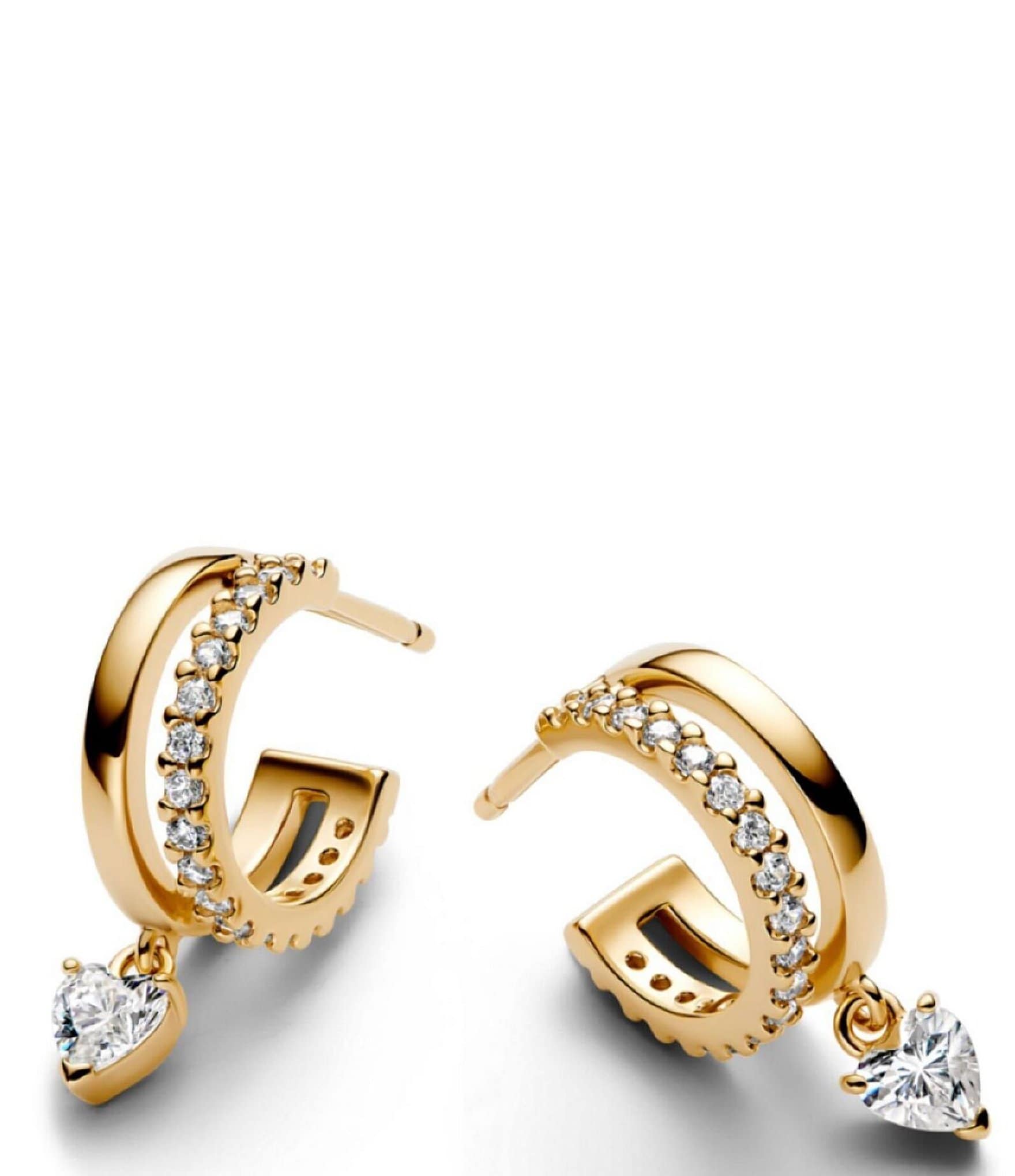 Pandora Timeless Dangling Heart Hoop Earrings
