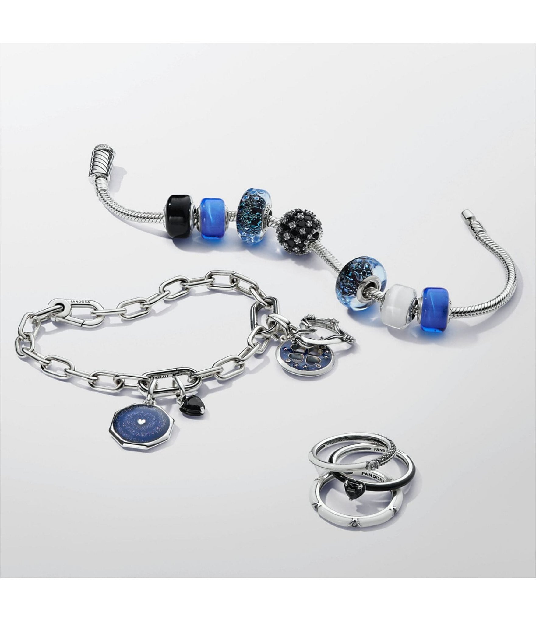 Pandora Wavy Dark Blue Murano Glass Ocean Sterling Silver Charm