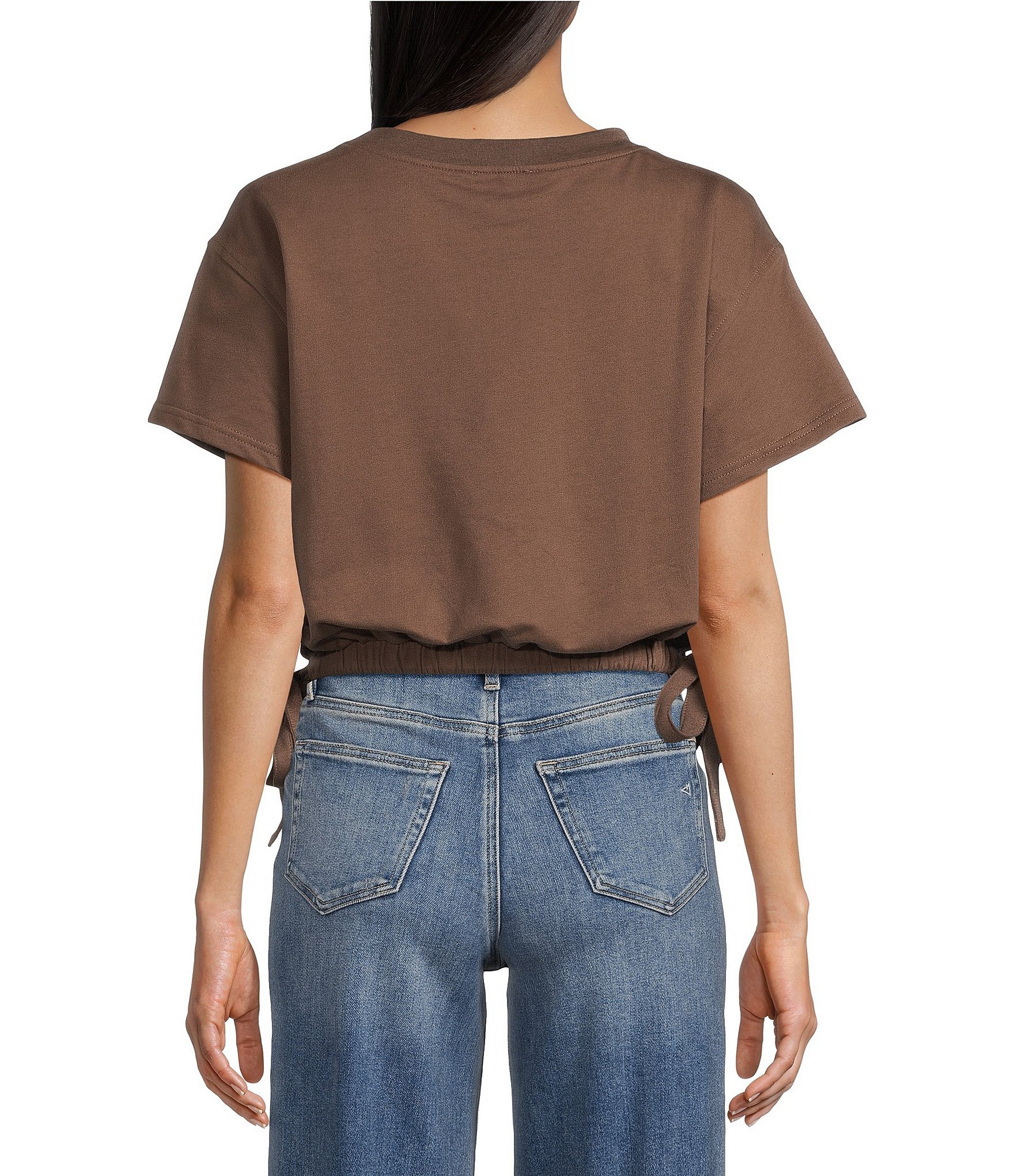 Papermoon Short Sleeve Side Tie Bubble Top