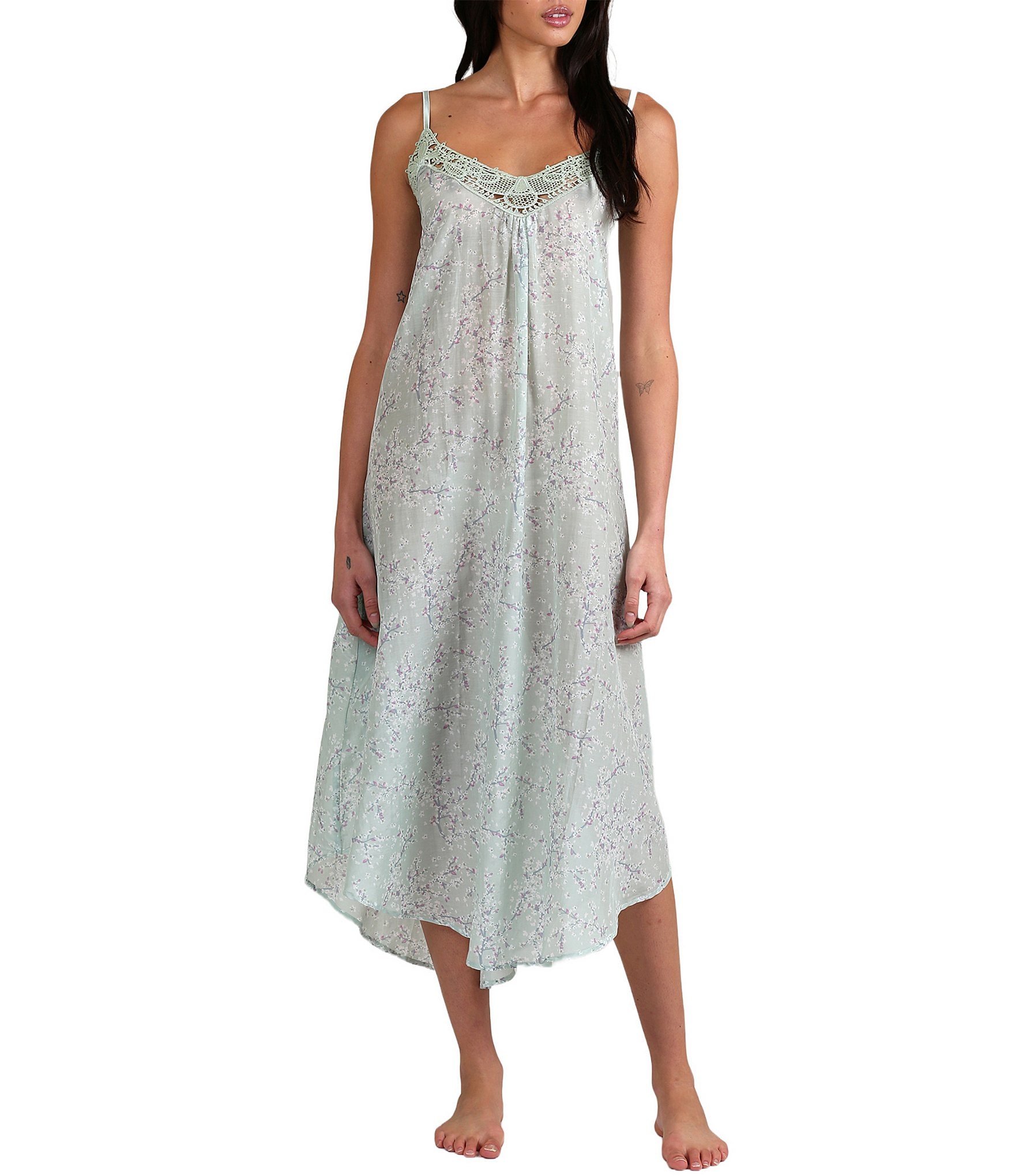 Papinelle Cherry Blossom Floral Print Woven Maxi Nightgown