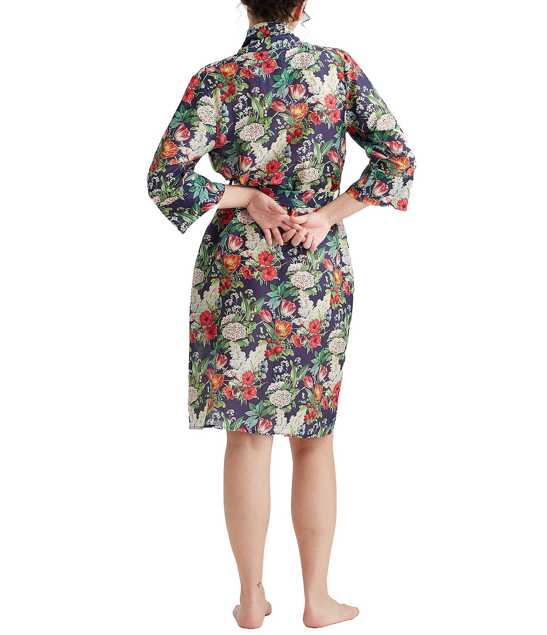 Papinelle Clara Woven 3/4 Sleeve Floral Print Robe