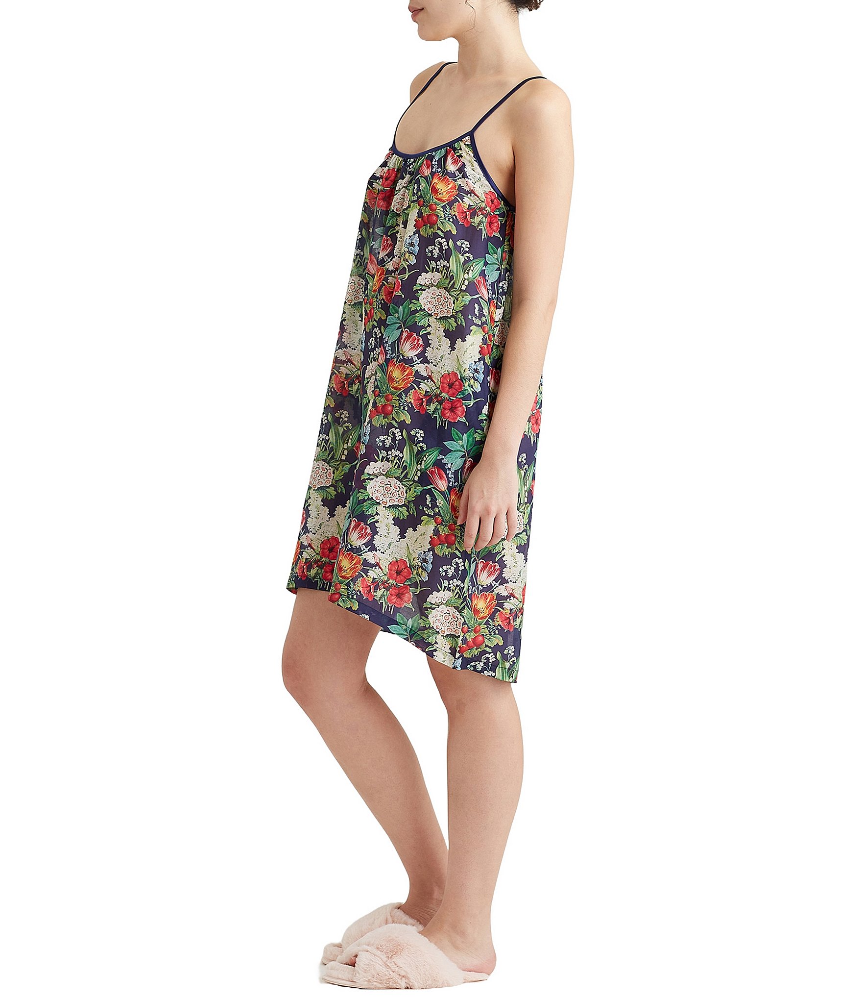 Papinelle Clara Woven Sleeveless Scoop Neck Floral Print Nightgown