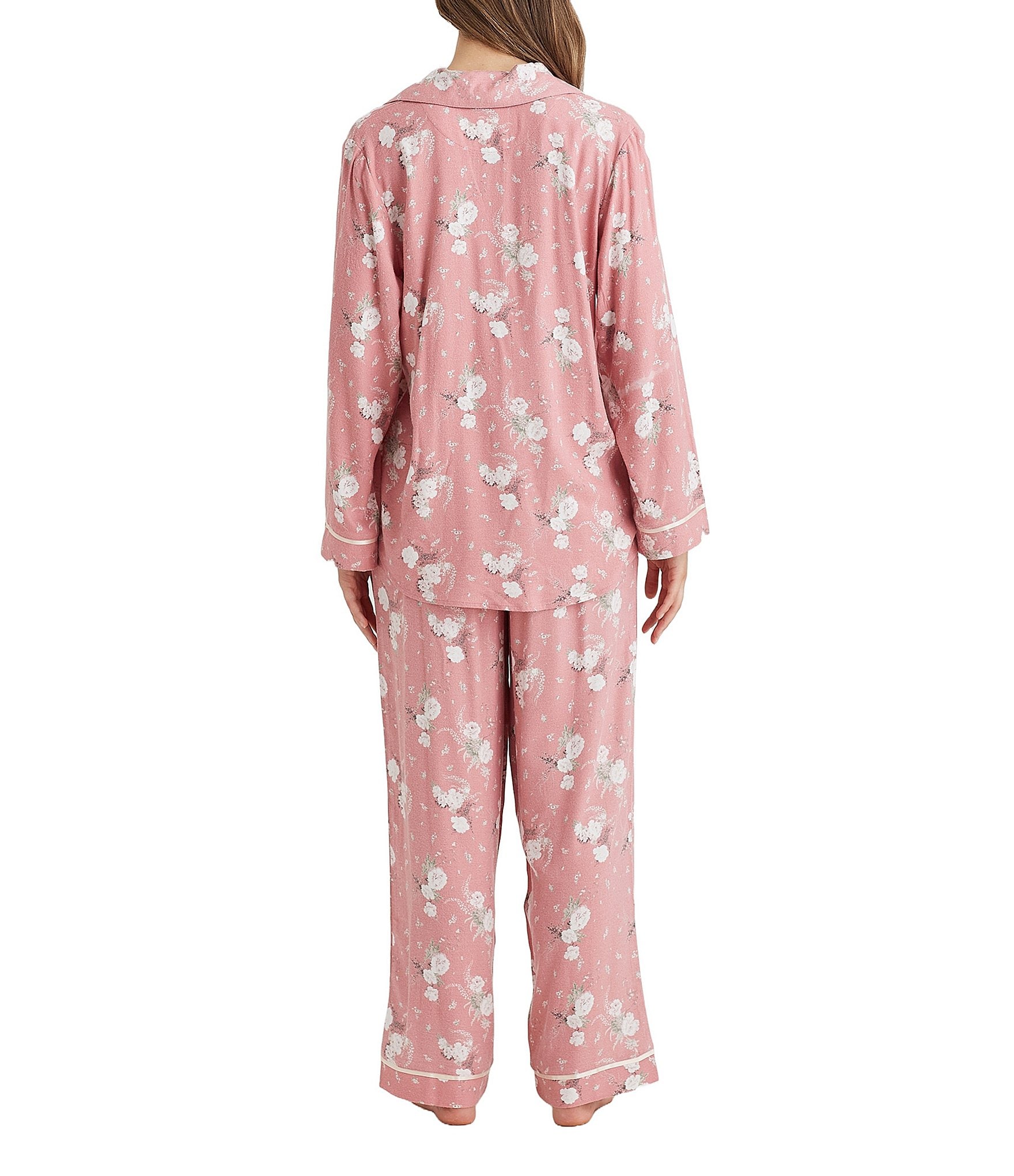 Papinelle Cozy Floral Long Sleeve Notch Collar Pajama Set