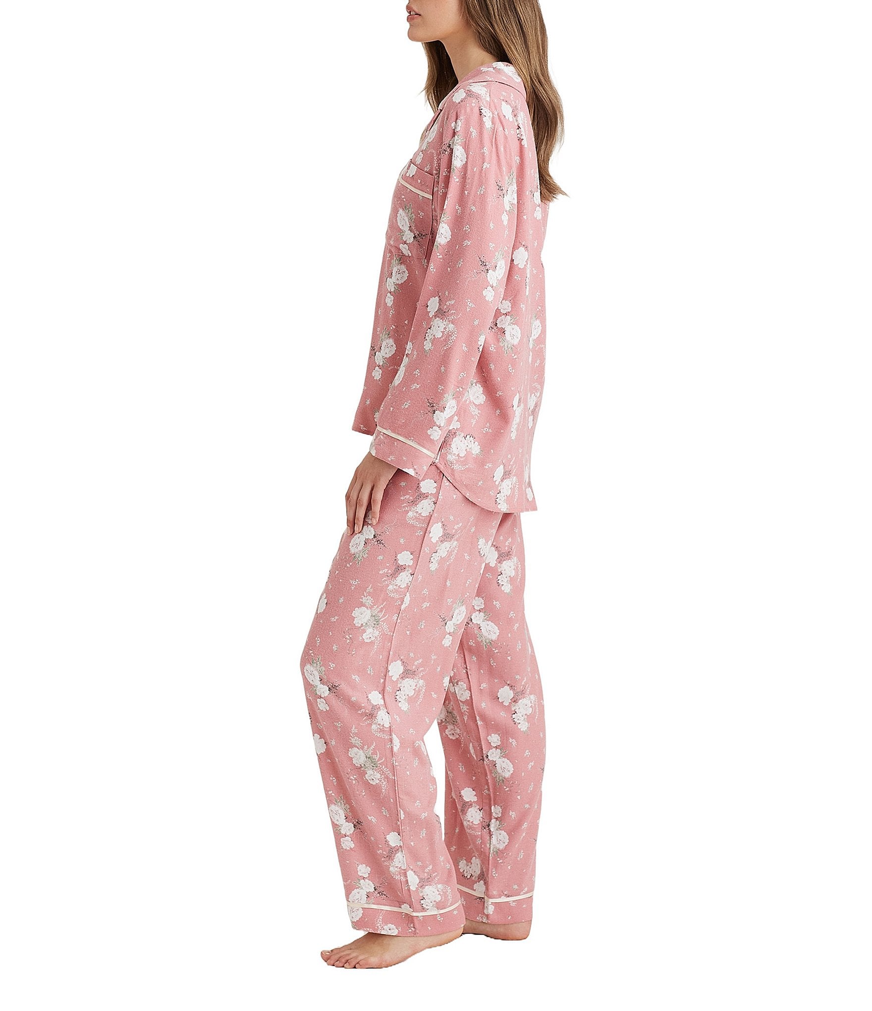 Papinelle Cozy Floral Long Sleeve Notch Collar Pajama Set