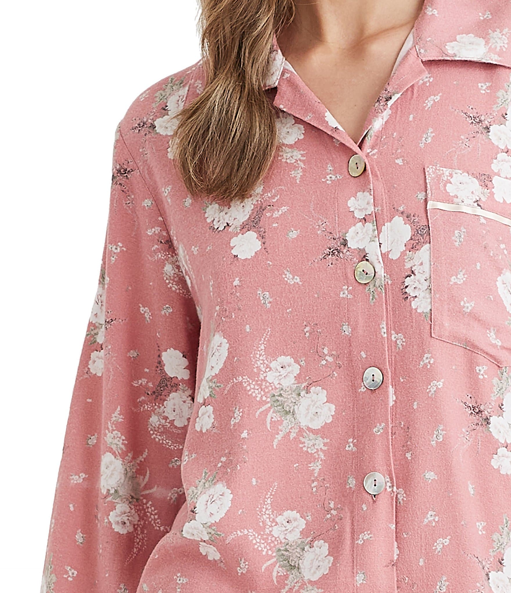 Papinelle Cozy Floral Long Sleeve Notch Collar Pajama Set