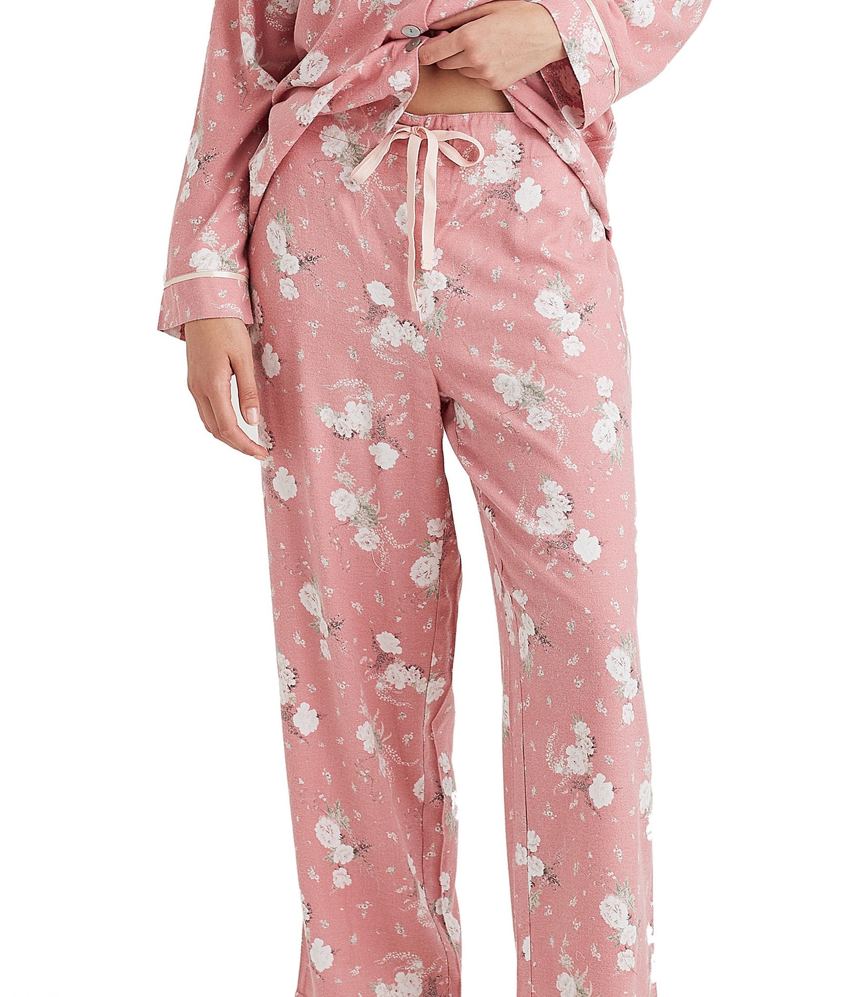 Papinelle Cozy Floral Long Sleeve Notch Collar Pajama Set