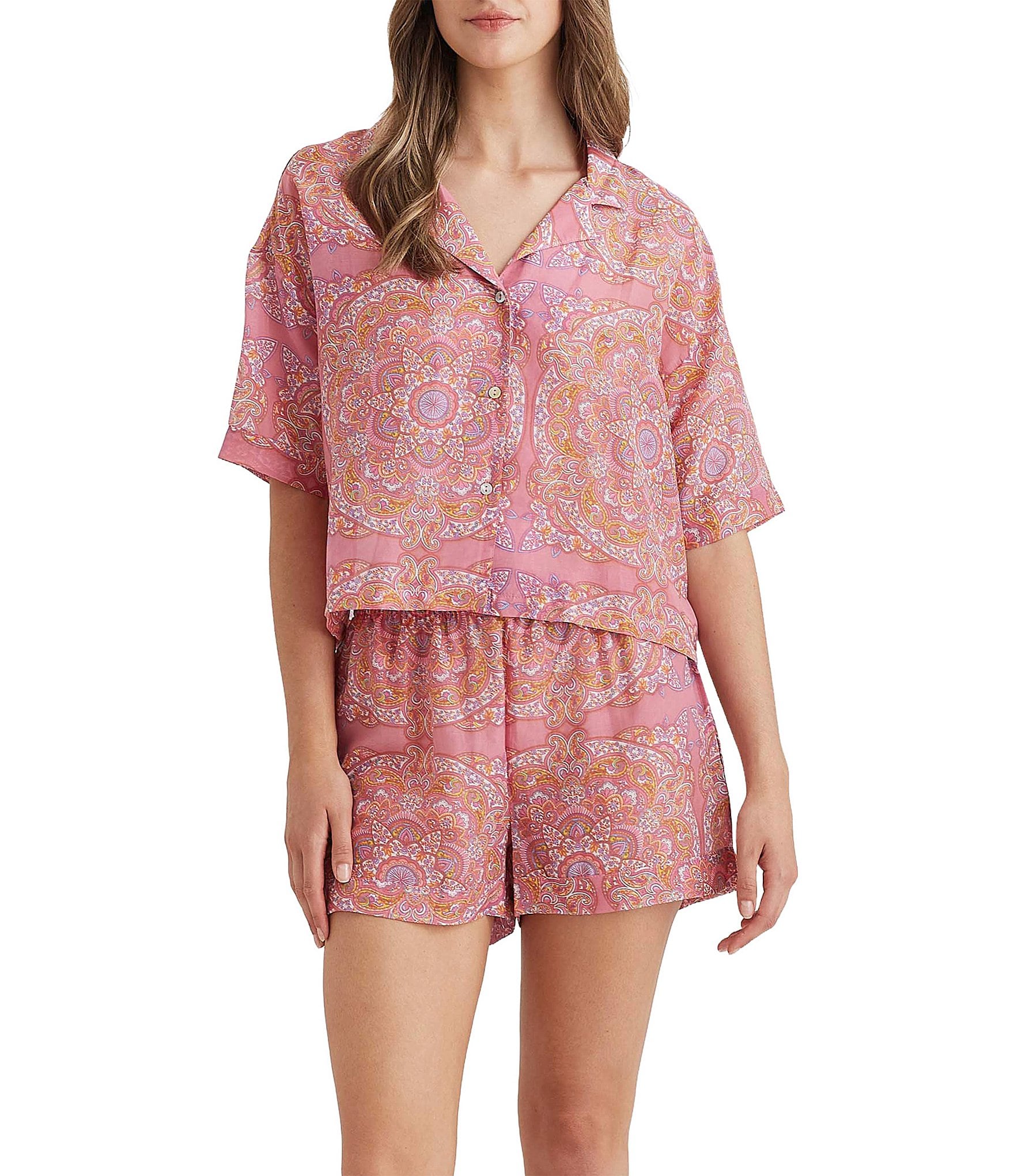 Floral Print Beautifully Soft Notch Collar Pajama Set